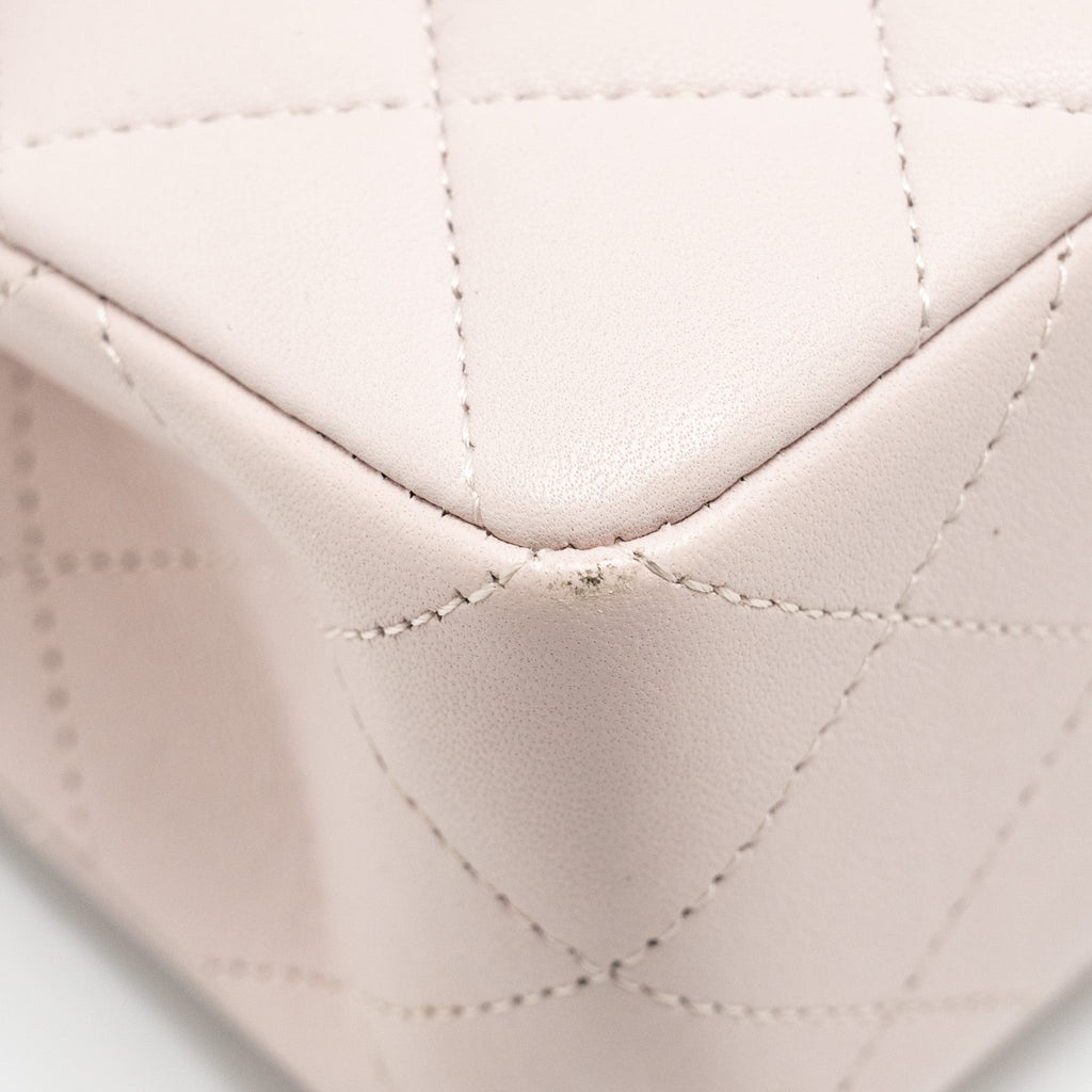 CHANEL SMALL CLASSIC DOUBLE FLAP BAG LAMBSKIN LIGHT PURPLE SHW (MICROCHIP)