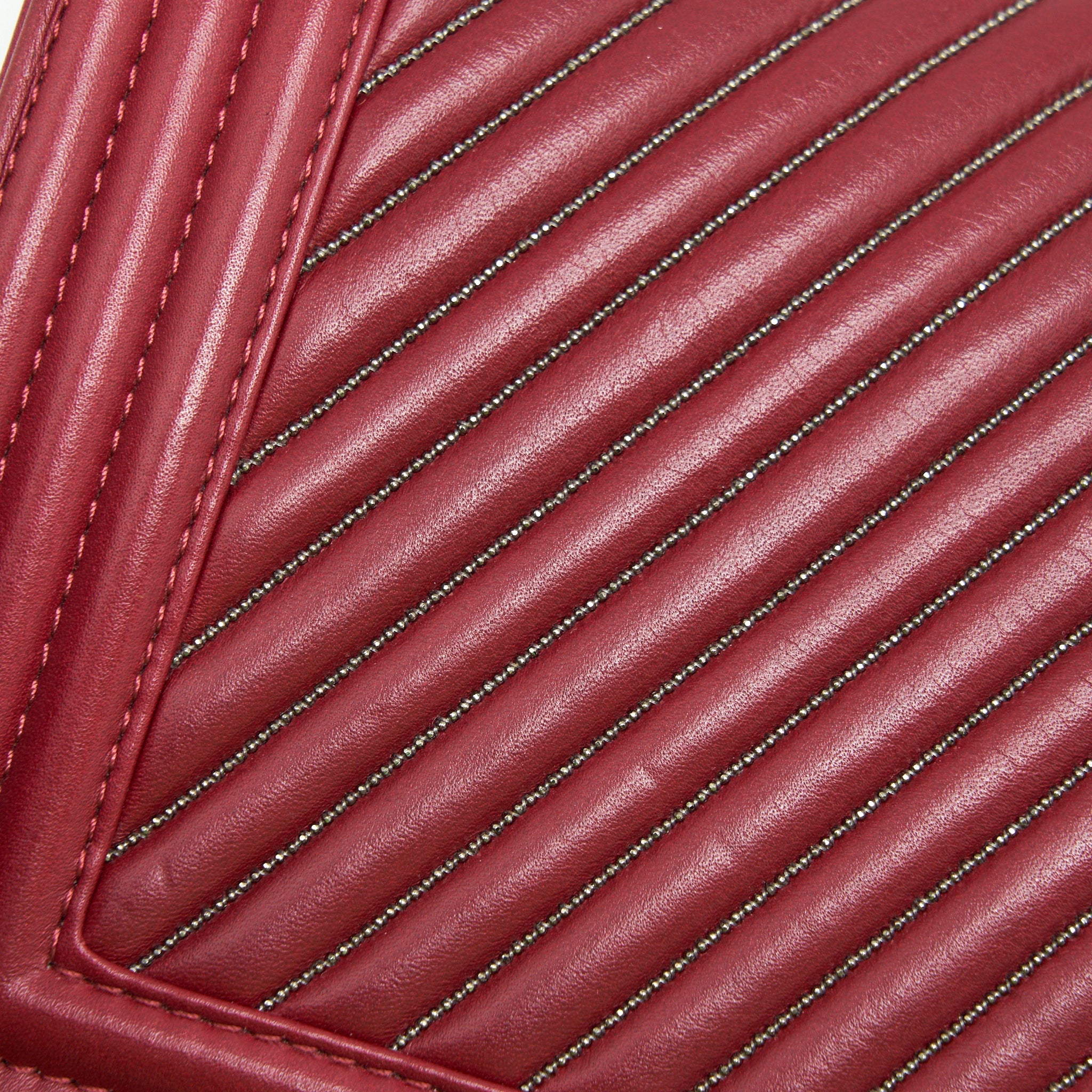 CHANEL MEDIUM CHEVRON BOY CHANEL BAG LIMITED EDITION DARK RED SHW