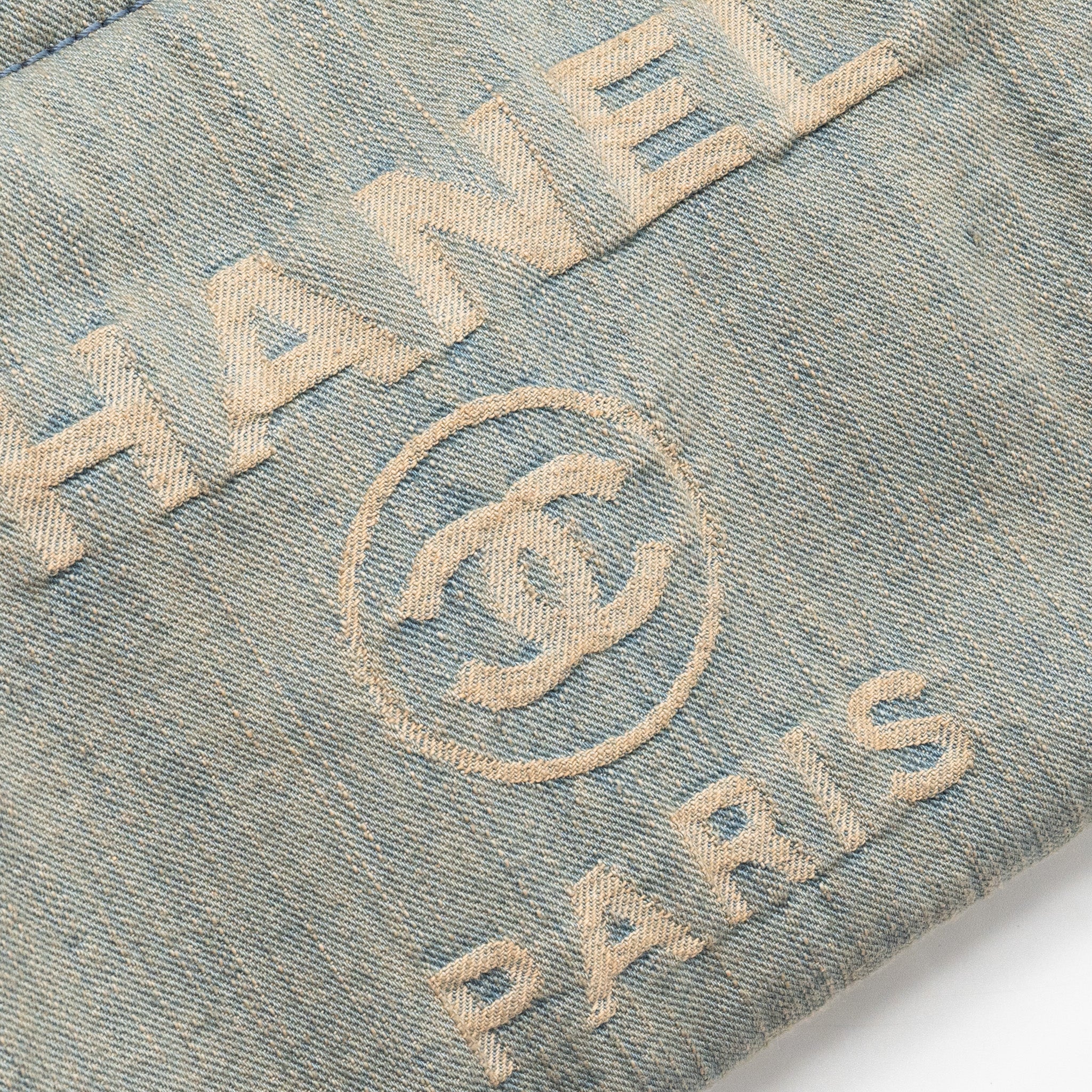 CHANEL DEAUVILLE SHOPPING TOTE BAG DENIM BLUE SHW (MICROCHIP)