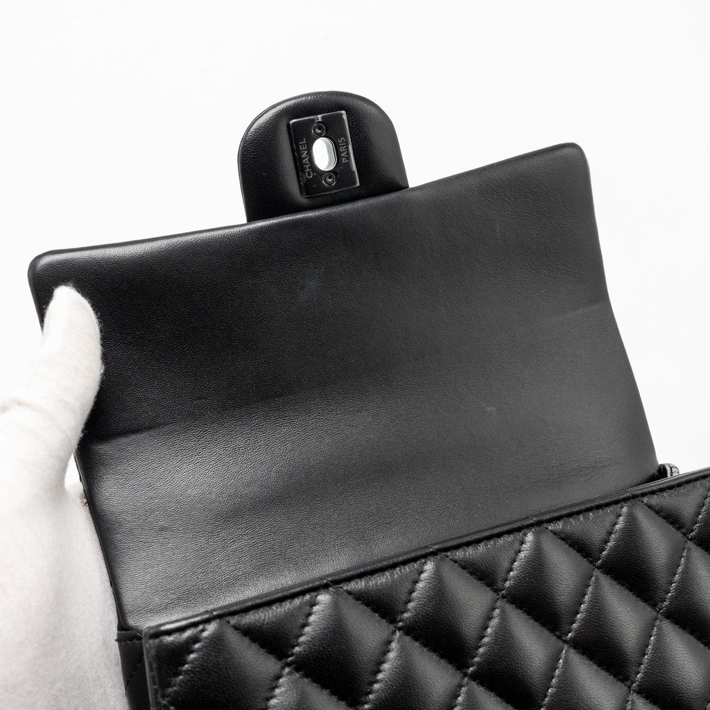 CHANEL TOP HANDLE MINI RECTANGULAR FLAP BAG LAMBSKIN SO BLACK