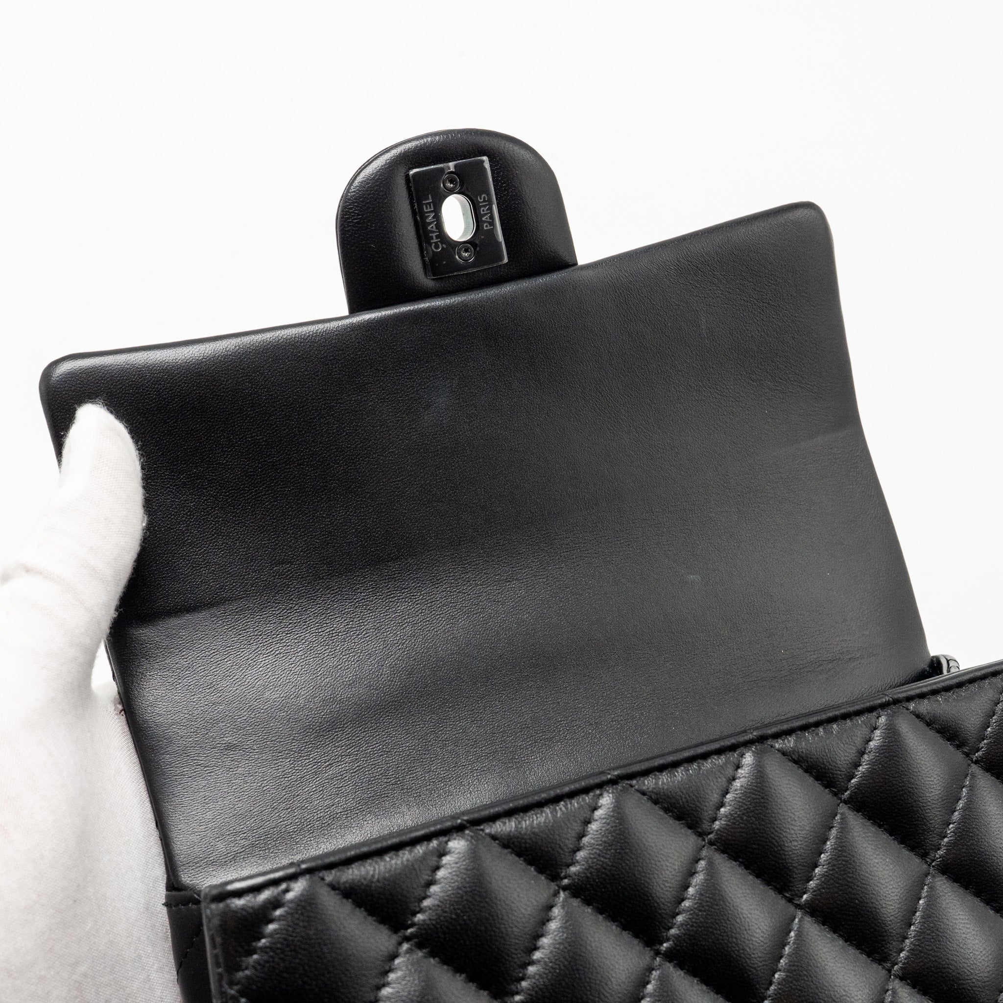 CHANEL TOP HANDLE MINI RECTANGULAR FLAP BAG LAMBSKIN SO BLACK