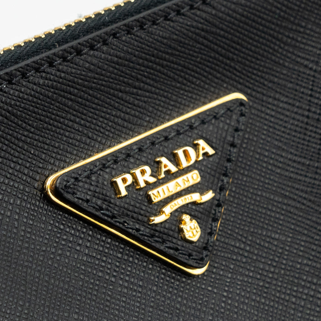 PRADA DOUBLE ZIP TOTE BAG SAFFIANO CALFSKIN BLACK GHW