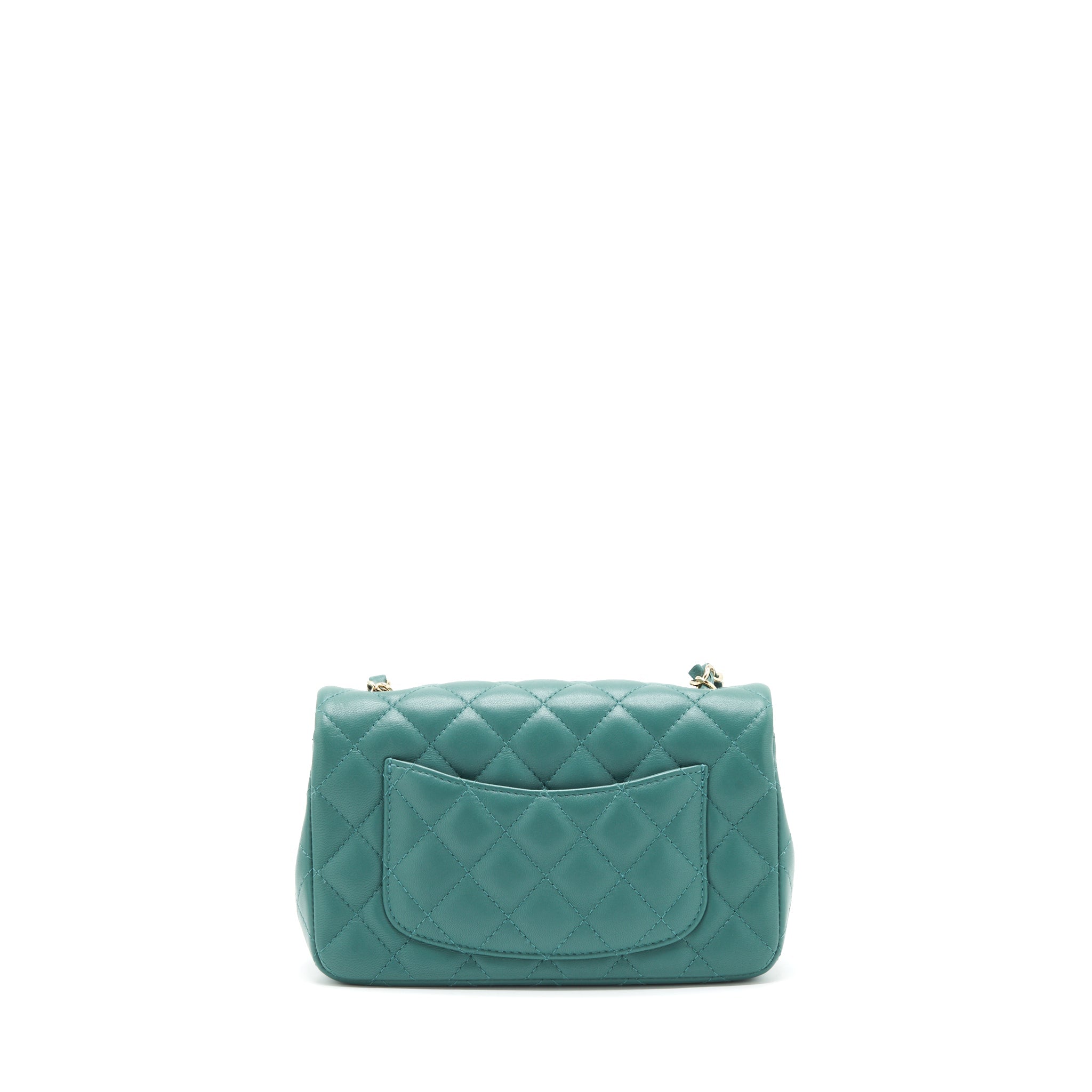 CHANEL 21A MINI RECTANGULAR FLAP BAG LAMBSKIN LIGHT GREEN LGHW (MICROCHIP)