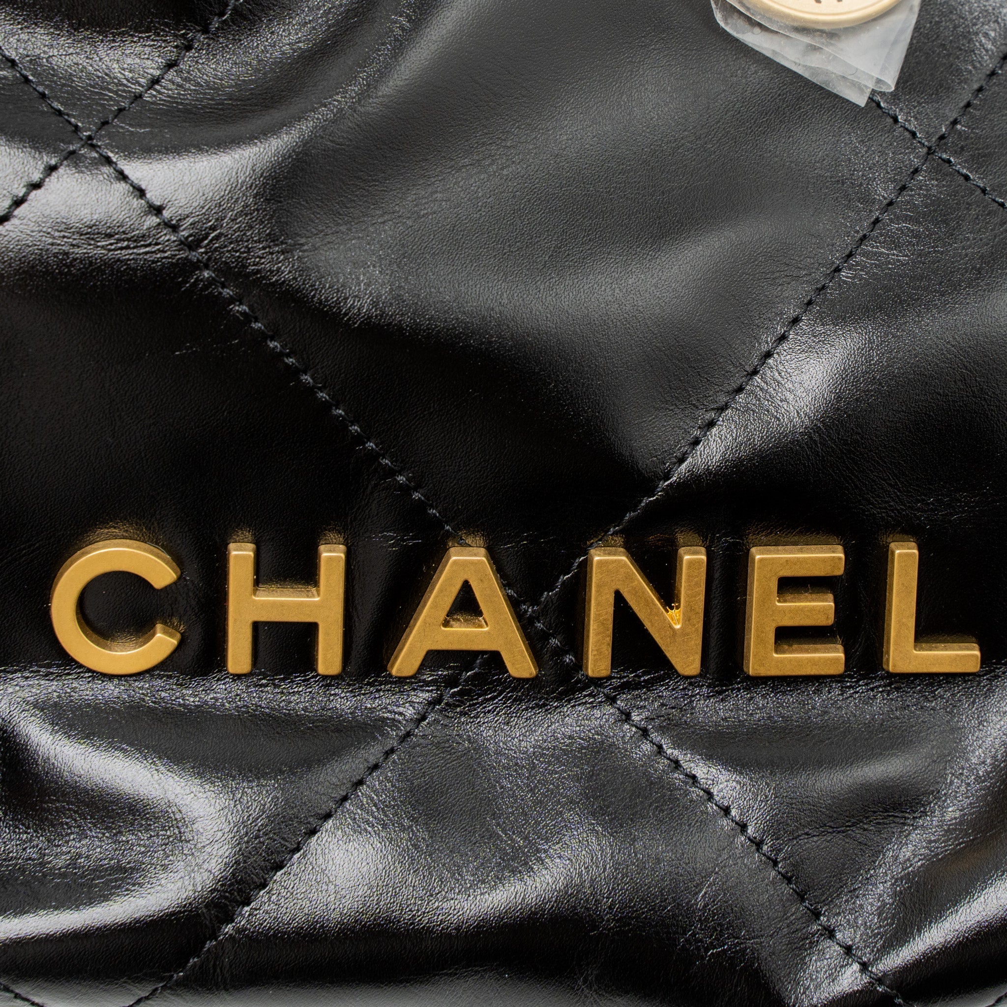 CHANEL 23S MINI 22 BAG SHINY CALFSKIN BLACK BRUSHED GHW (MICROCHIP)