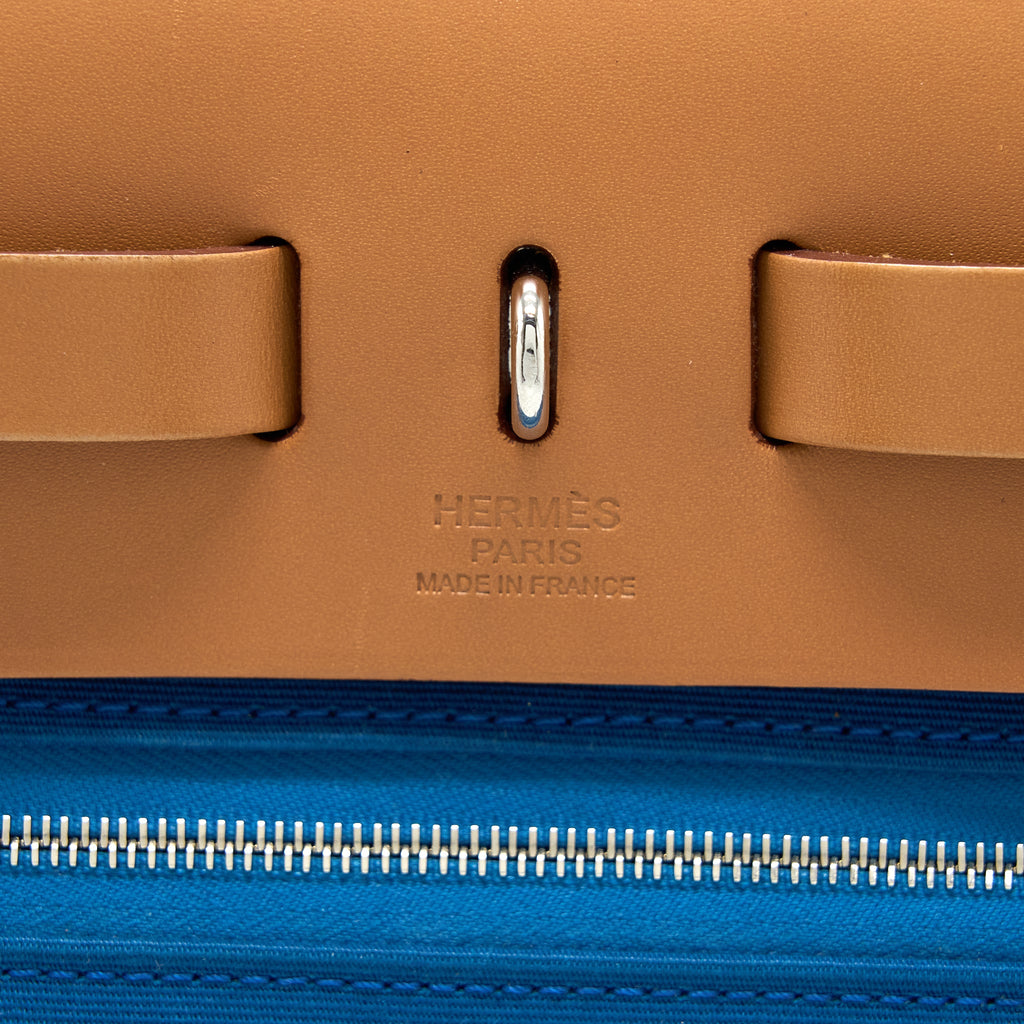 HERMES HERBAG ZIP 31 BAG CANVAS BLUE SHW