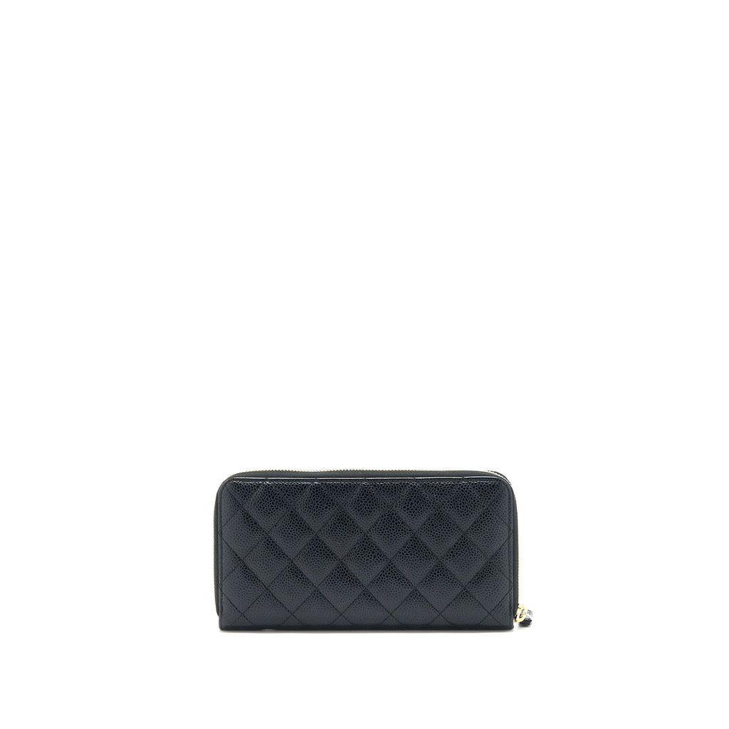 CHANEL ZIPPY LONG WALLET CAVIAR BLACK GHW