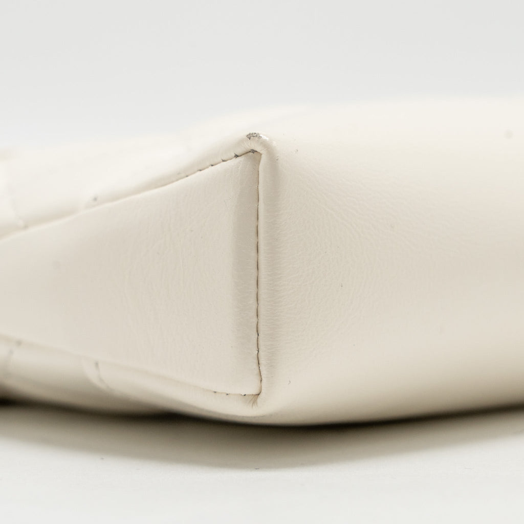 CHANEL MINI 31 CLUTCH WITH CHAIN SHINY LAMBSKIN WHITE LGHW (MICROCHIP)