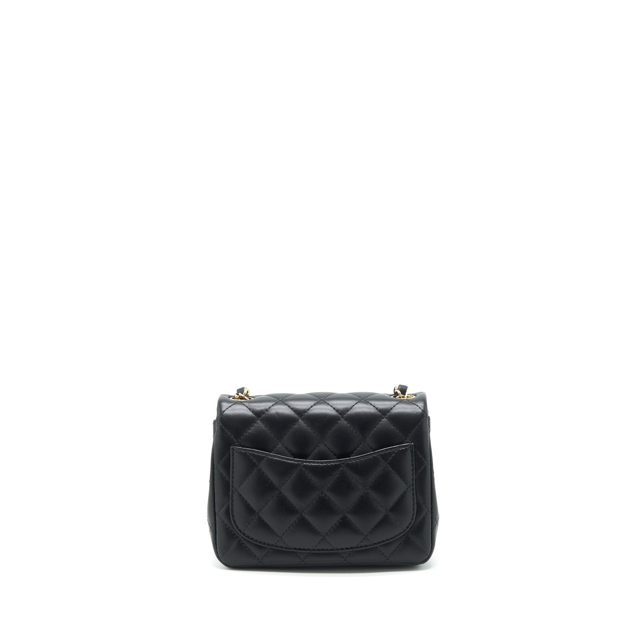 CHANEL MINI SQUARE FLAP BAG LAMBSKIN BLACK LGHW (MICROCHIP)
