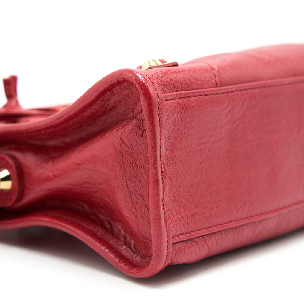 BALENCIAGA MINI CITY BAG RED WITH GHW