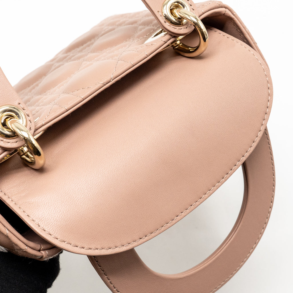 DIOR MINI LADY DIOR LAMBSKIN BLUSH LGHW