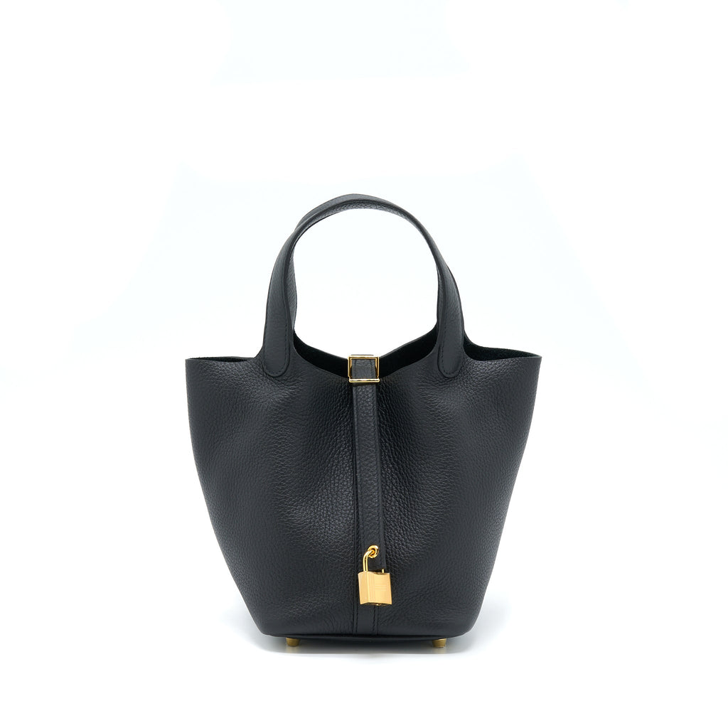 HERMES PICOTIN 18 LOCK BAG CLEMENCE BLACK GHW
