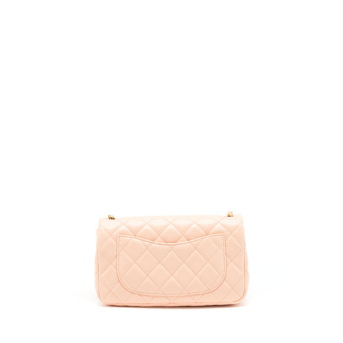 CHANEL 22C PEARL CRUSH MINI RECTANGULAR FLAP BAG LAMBSKIN LIGHT ORANGE / PEACH GHW