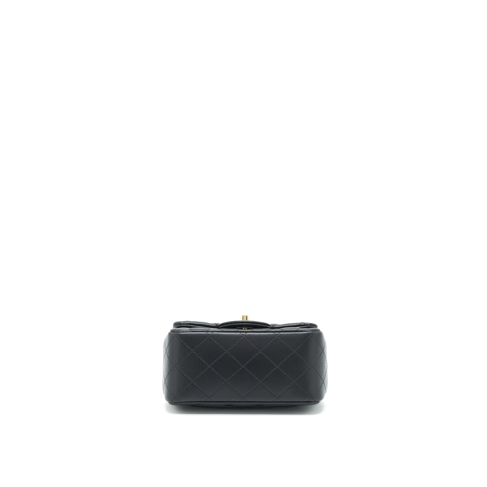CHANEL MINI SQUARE FLAP BAG LAMBSKIN BLACK LGHW (MICROCHIP)