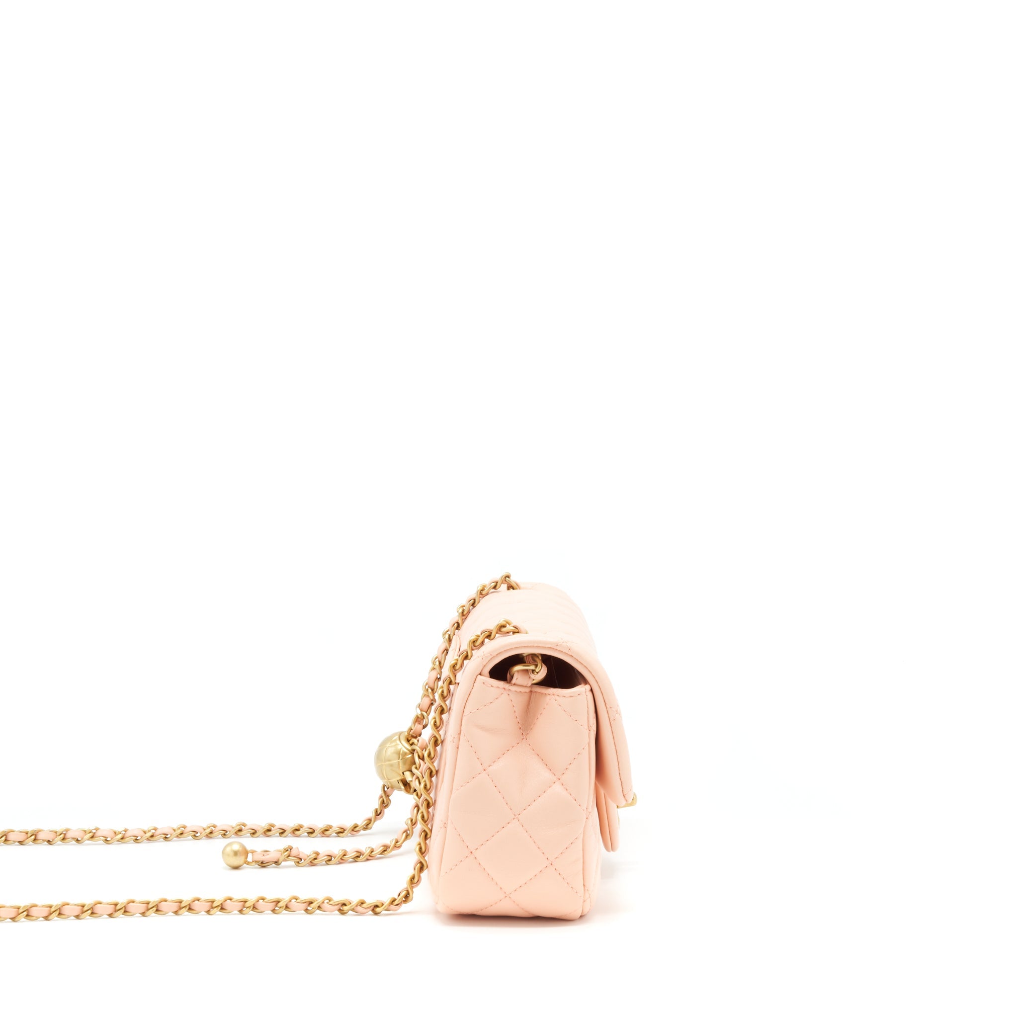 CHANEL 22C PEARL CRUSH MINI RECTANGULAR FLAP BAG LAMBSKIN LIGHT ORANGE / PEACH GHW