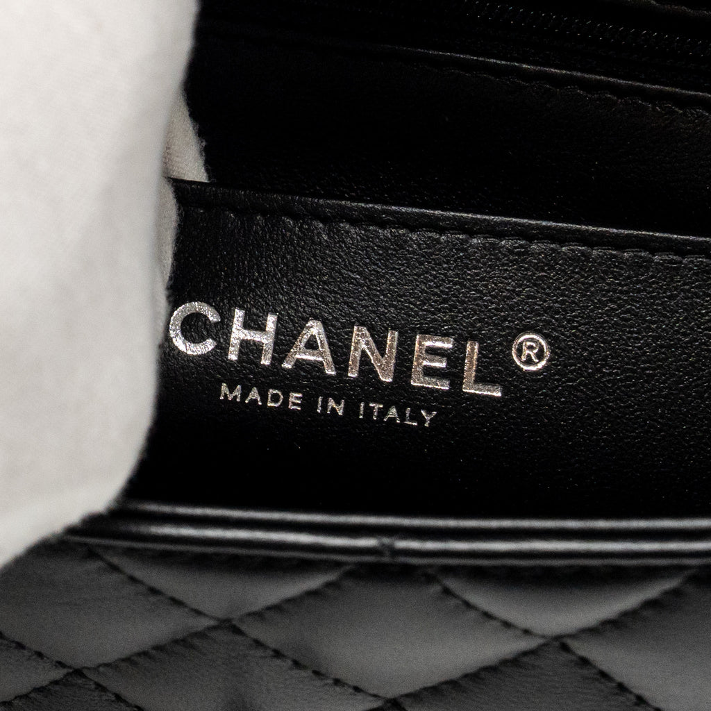 CHANEL TOP HANDLE MINI RECTANGULAR FLAP BAG LAMBSKIN SO BLACK