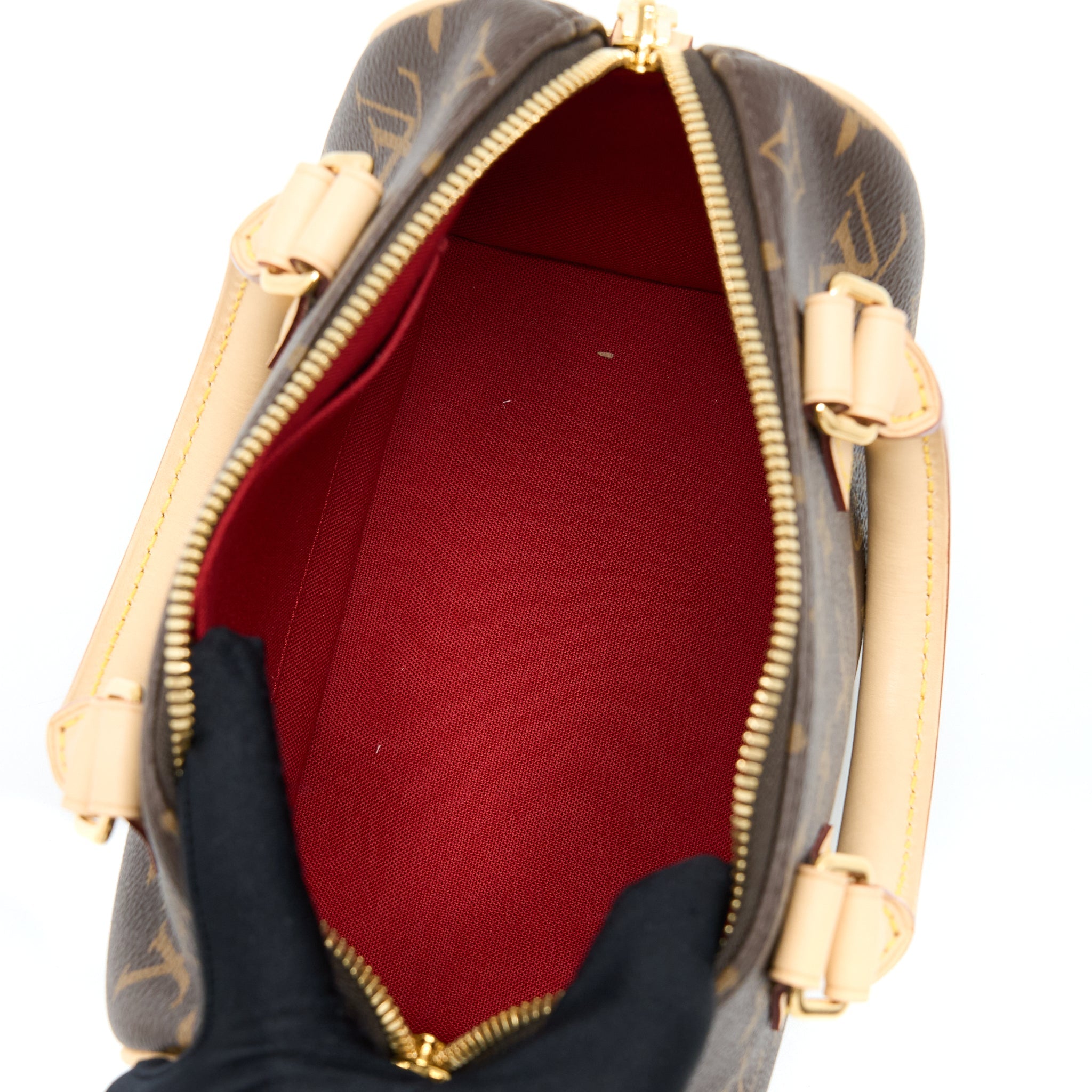 LOUIS VUITTON SPEEDY BANDOULIERE 20 MONOGRAM CANVAS BLACK STRAP