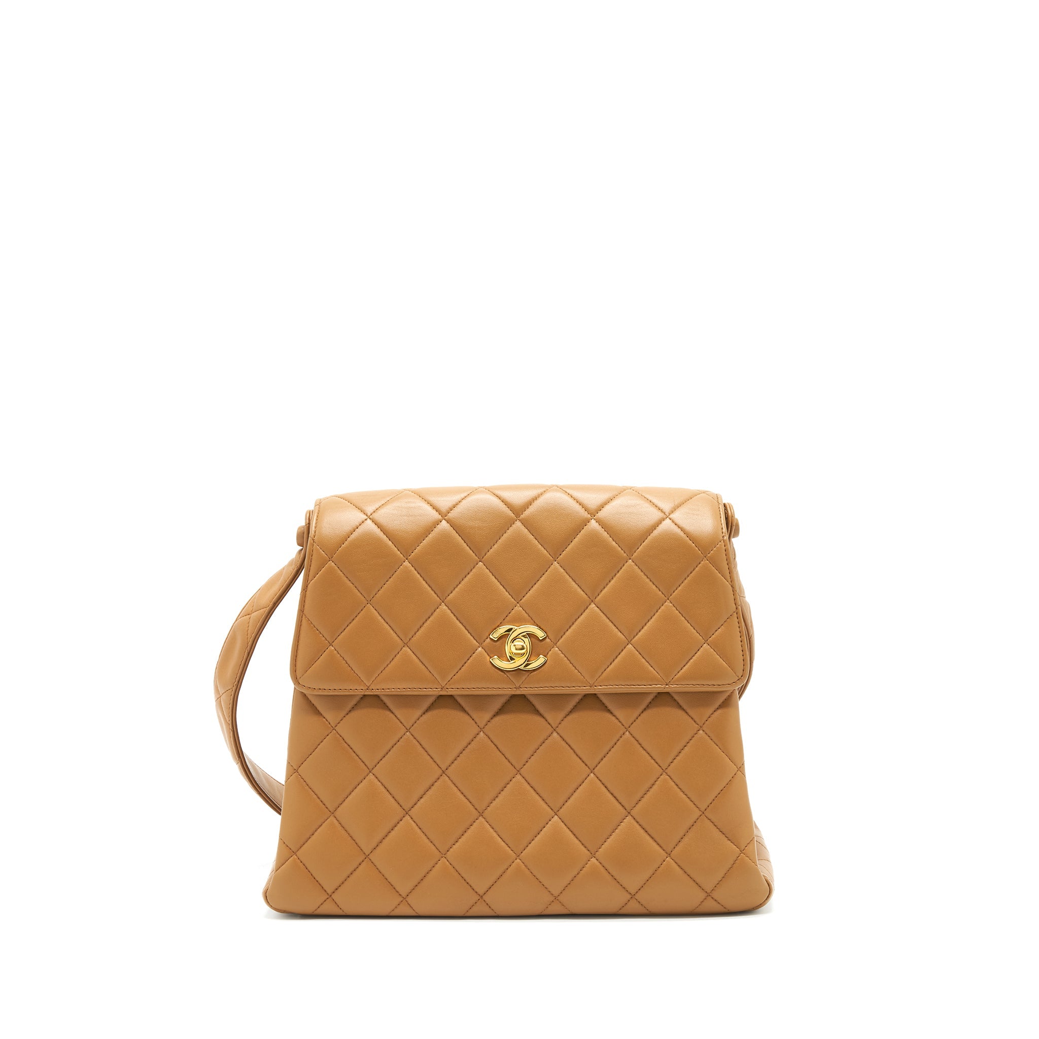 CHANEL VINTAGE KELLY SHOULDER BAG DARK BEIGE GHW