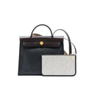 HERMES HERBAG 31 BERLINE CANVAS NOIR/ECRU-NOIR/EBENE GHW