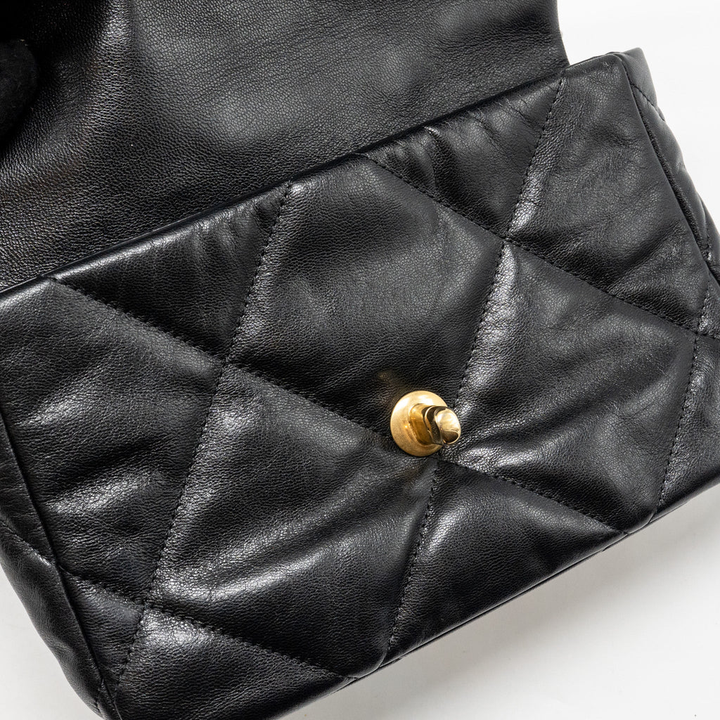 CHANEL SMALL 19 BAG GOATSKIN BLACK MULTICOLOUR HARDWARE