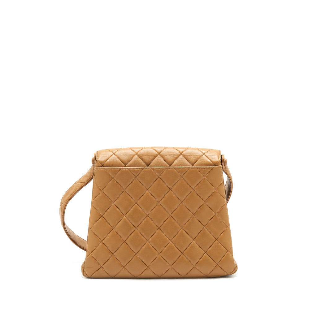 CHANEL VINTAGE KELLY SHOULDER BAG DARK BEIGE GHW