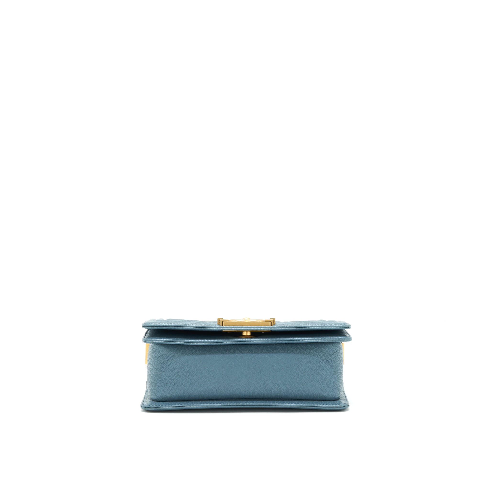 CHANEL SMALL BOY BAG CAVIAR GREYISH BLUE BRUSHED GHW