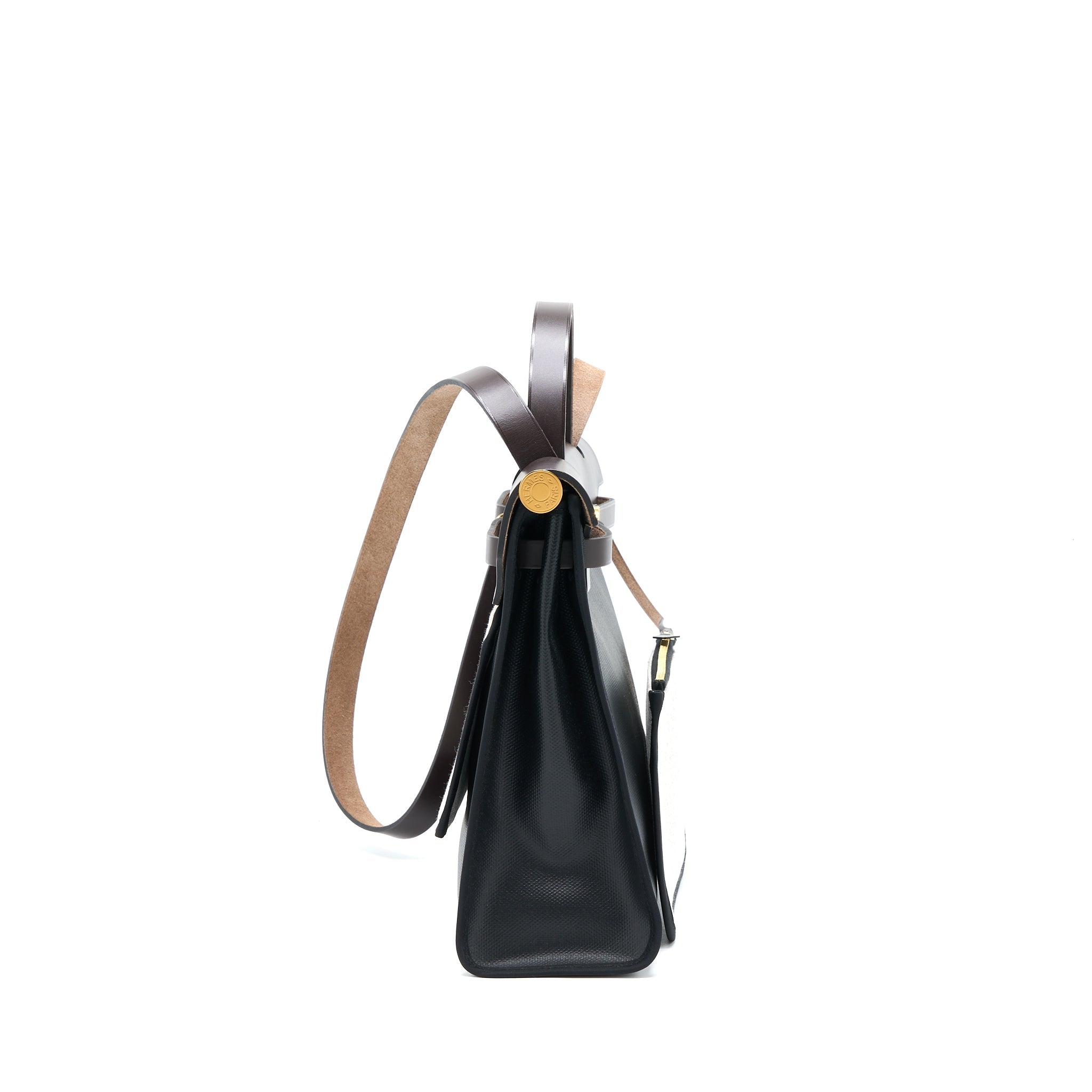 HERMES HERBAG 31 BERLINE CANVAS NOIR/ECRU-NOIR/EBENE GHW