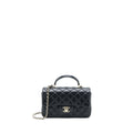 CHANEL TOP HANDLE MINI RECTANGULAR FLAP BAG LAMBSKIN BLACK LGHW (MICROCHIP)