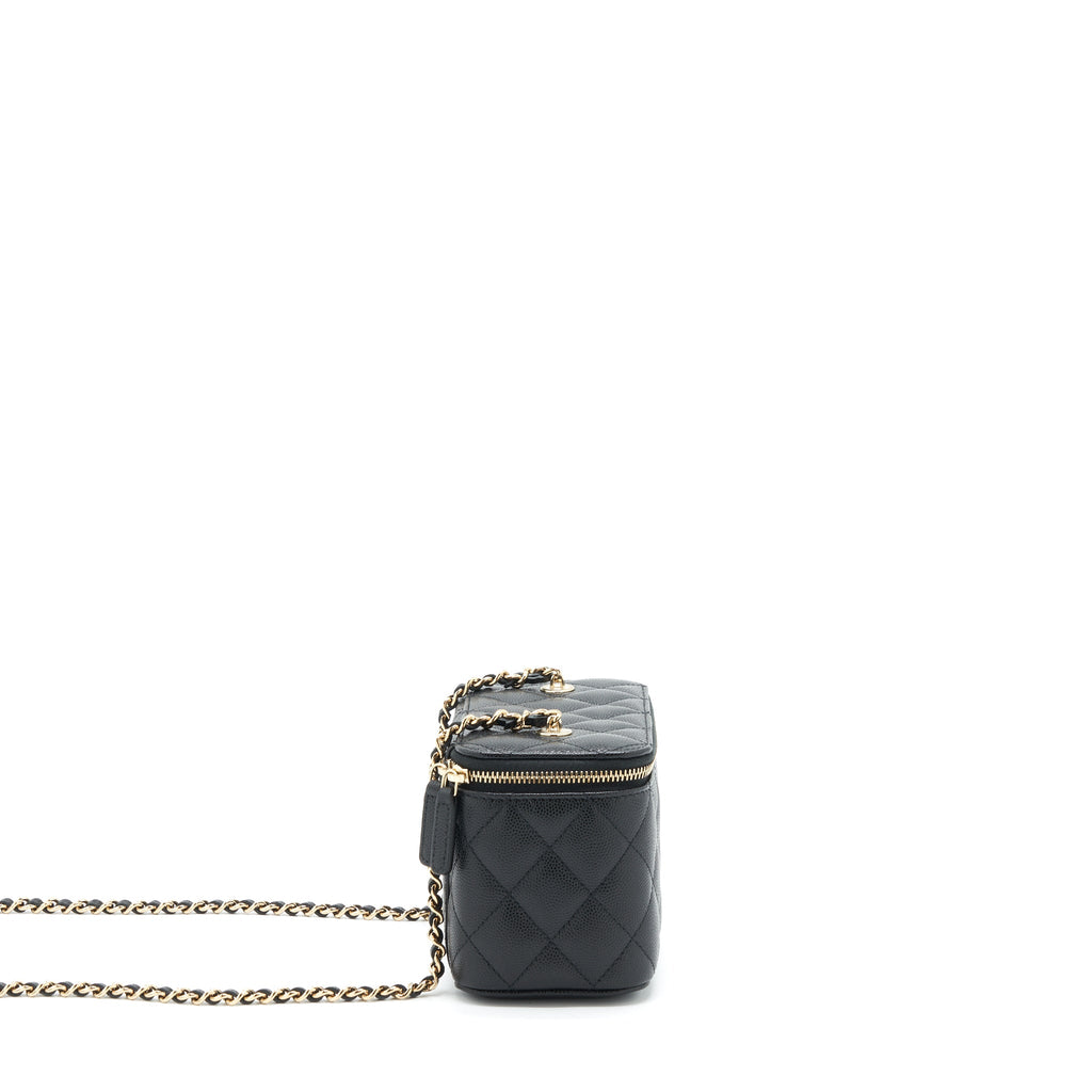 CHANEL 22S LONG VANITY WITH CHAIN CAVIAR BLACK LGHW