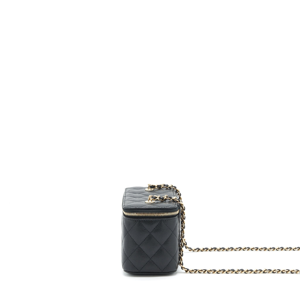 CHANEL 22S LONG VANITY WITH CHAIN CAVIAR BLACK LGHW