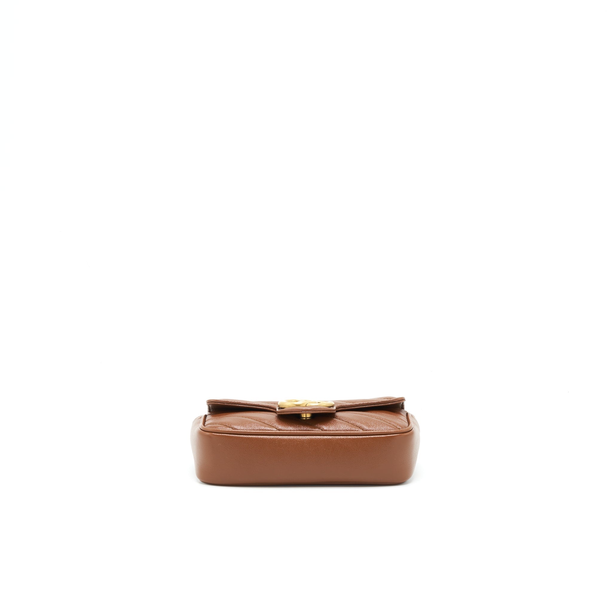 GUCCI GG MARMONT MATELASSE SUPER MINI BAG BROWN GHW