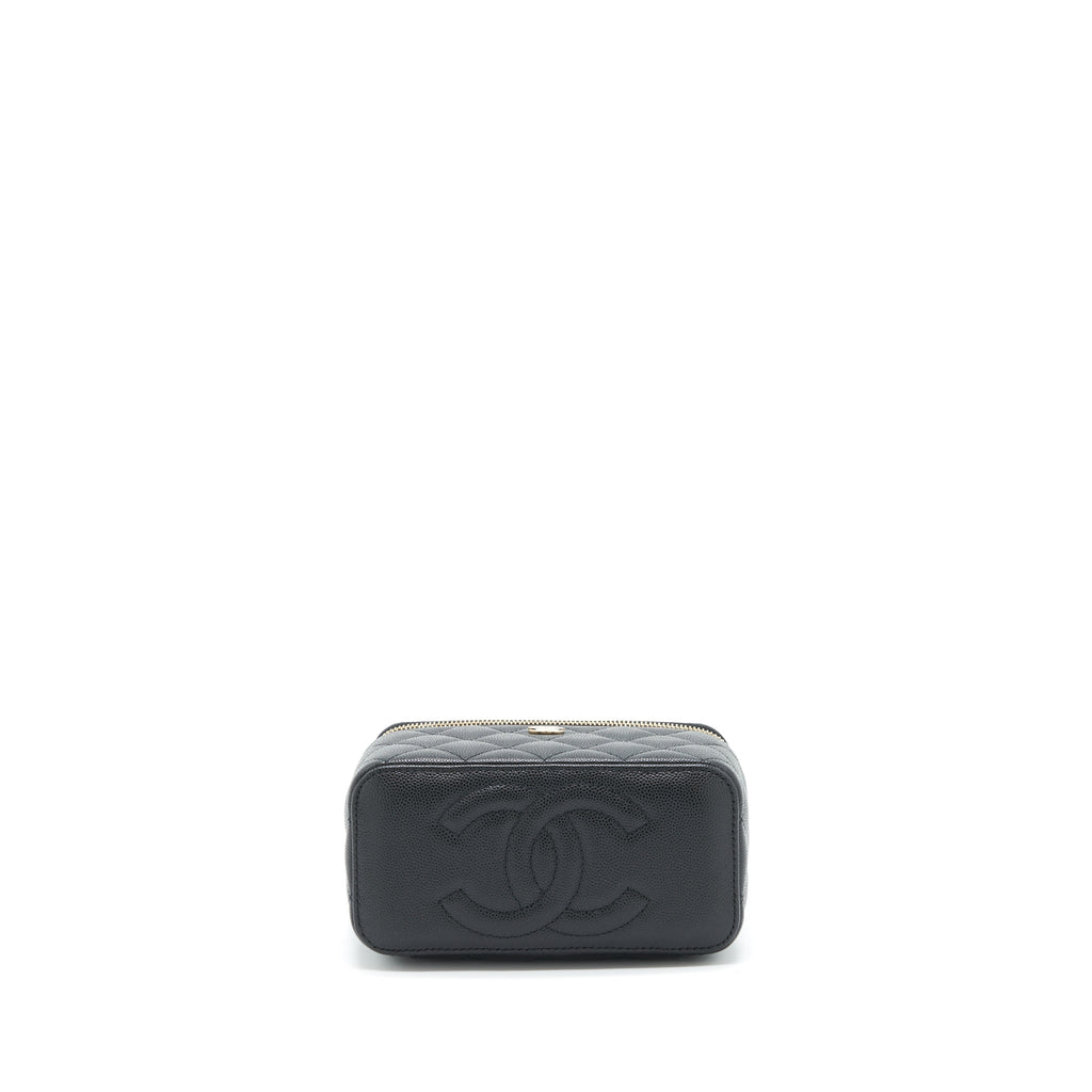 CHANEL 22S LONG VANITY WITH CHAIN CAVIAR BLACK LGHW