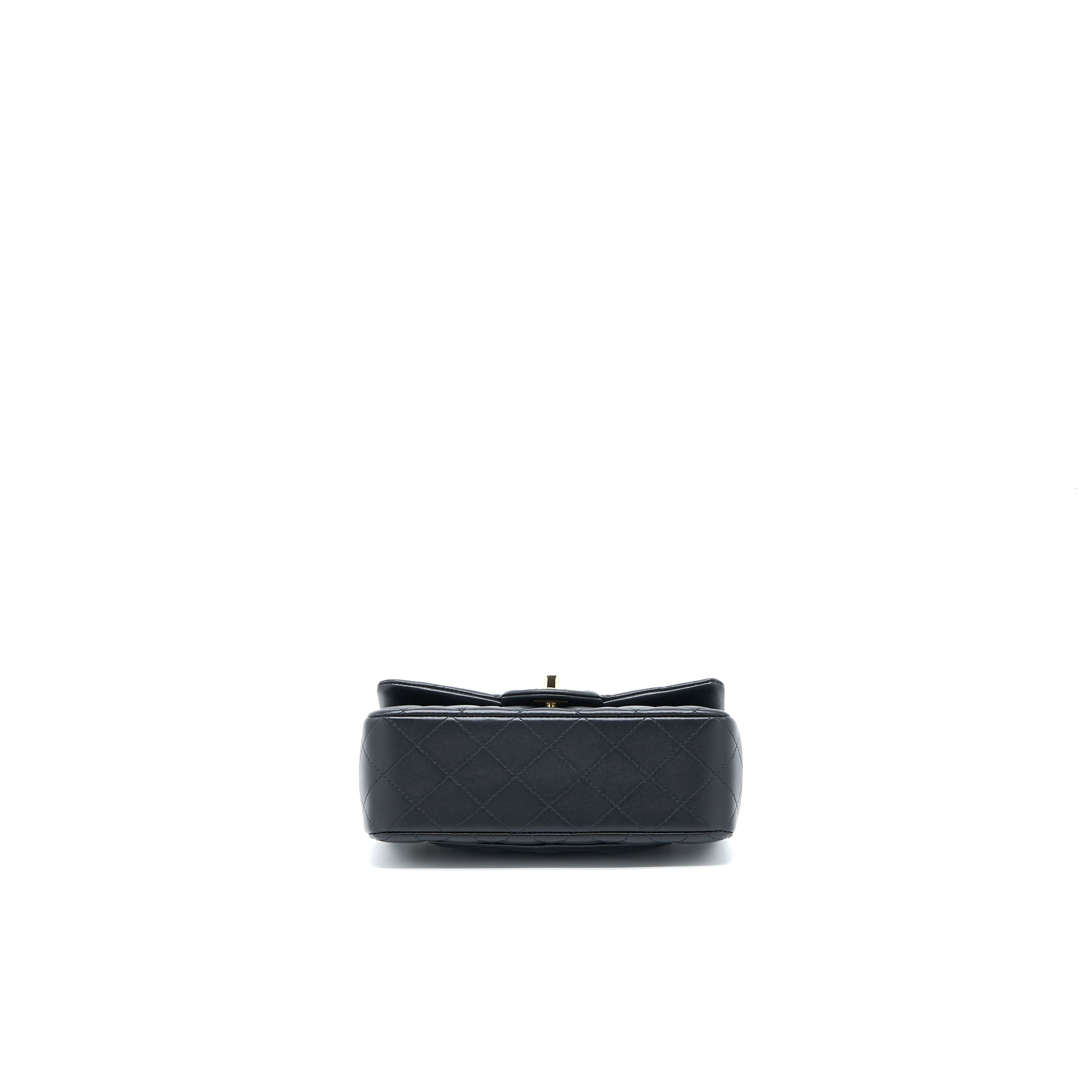 CHANEL TOP HANDLE MINI RECTANGULAR FLAP BAG LAMBSKIN BLACK LGHW (MICROCHIP)