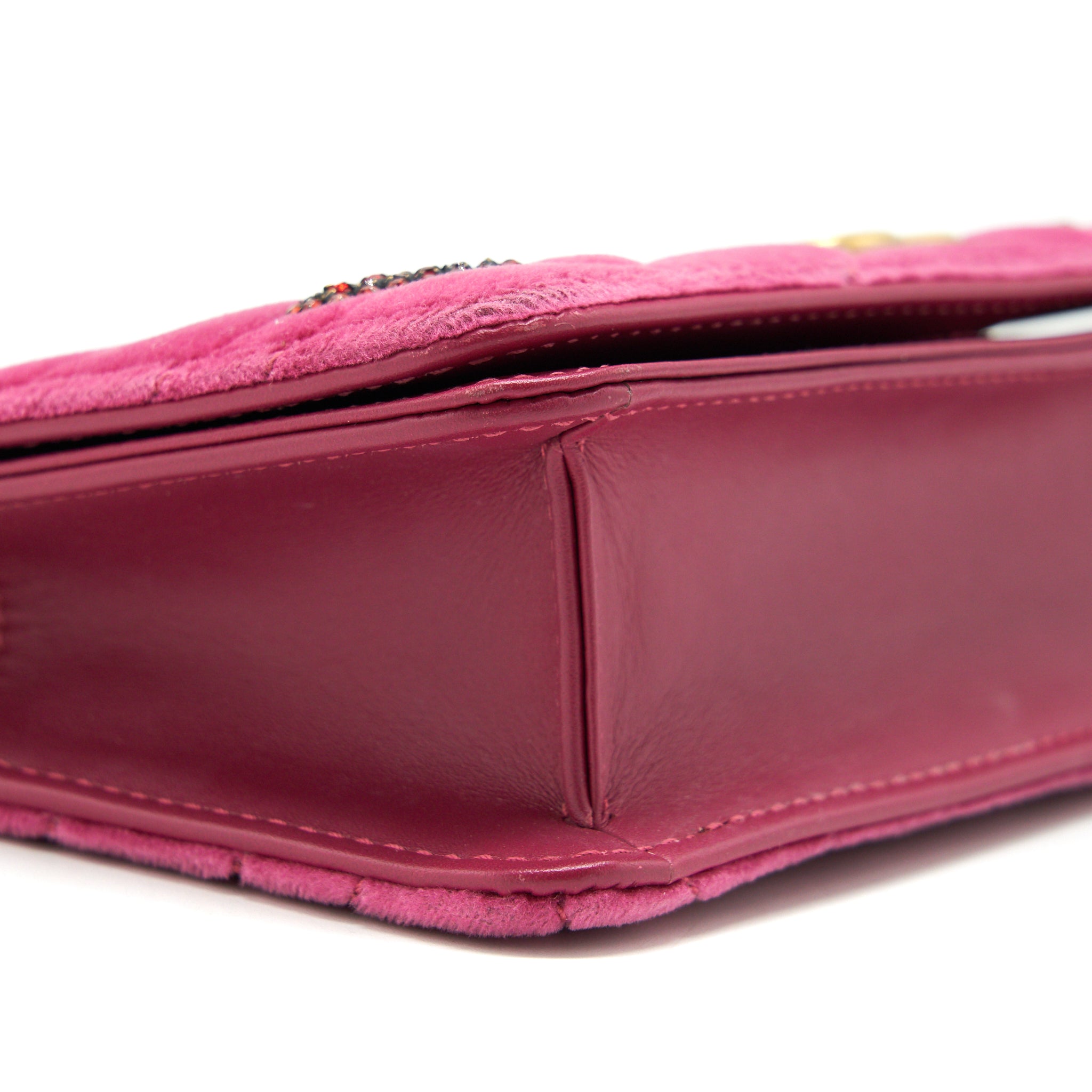 GUCCI VELVET WALLET WITH CHAIN PINK GHW LIMITED EDITION