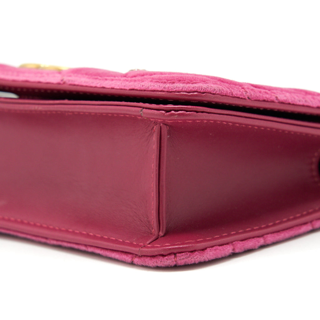 GUCCI VELVET WALLET WITH CHAIN PINK GHW LIMITED EDITION