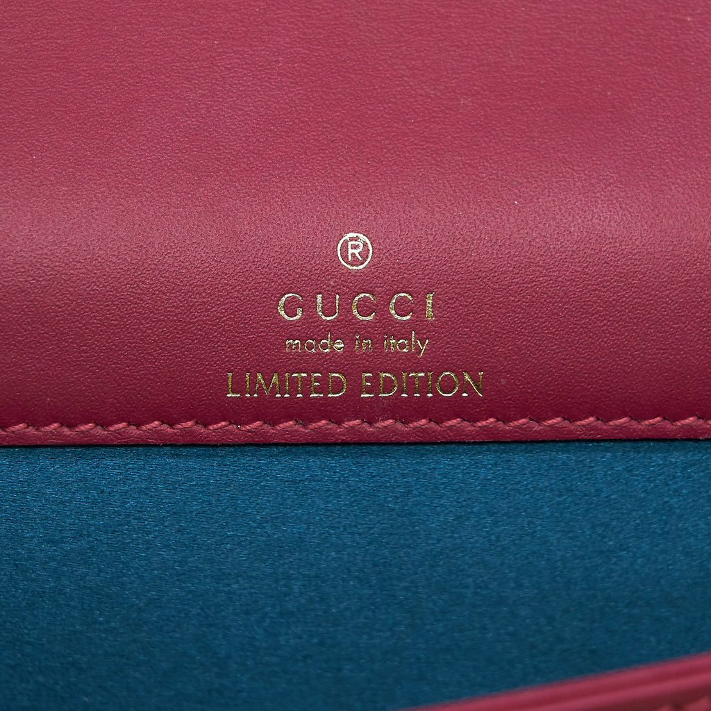 GUCCI VELVET WALLET WITH CHAIN PINK GHW LIMITED EDITION