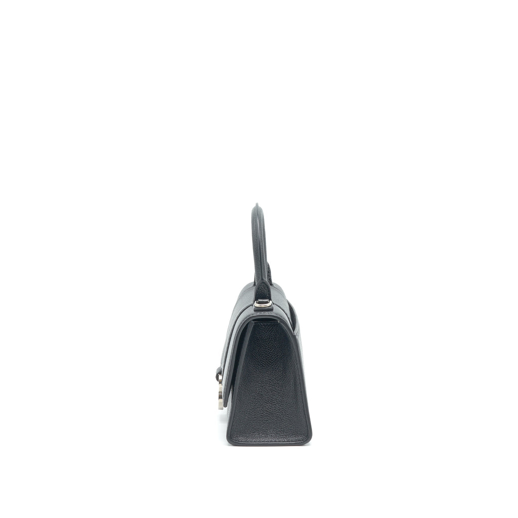 BALENCIAGA HOURGLASS AS GRAINED CALFSKIN BLACK SHW