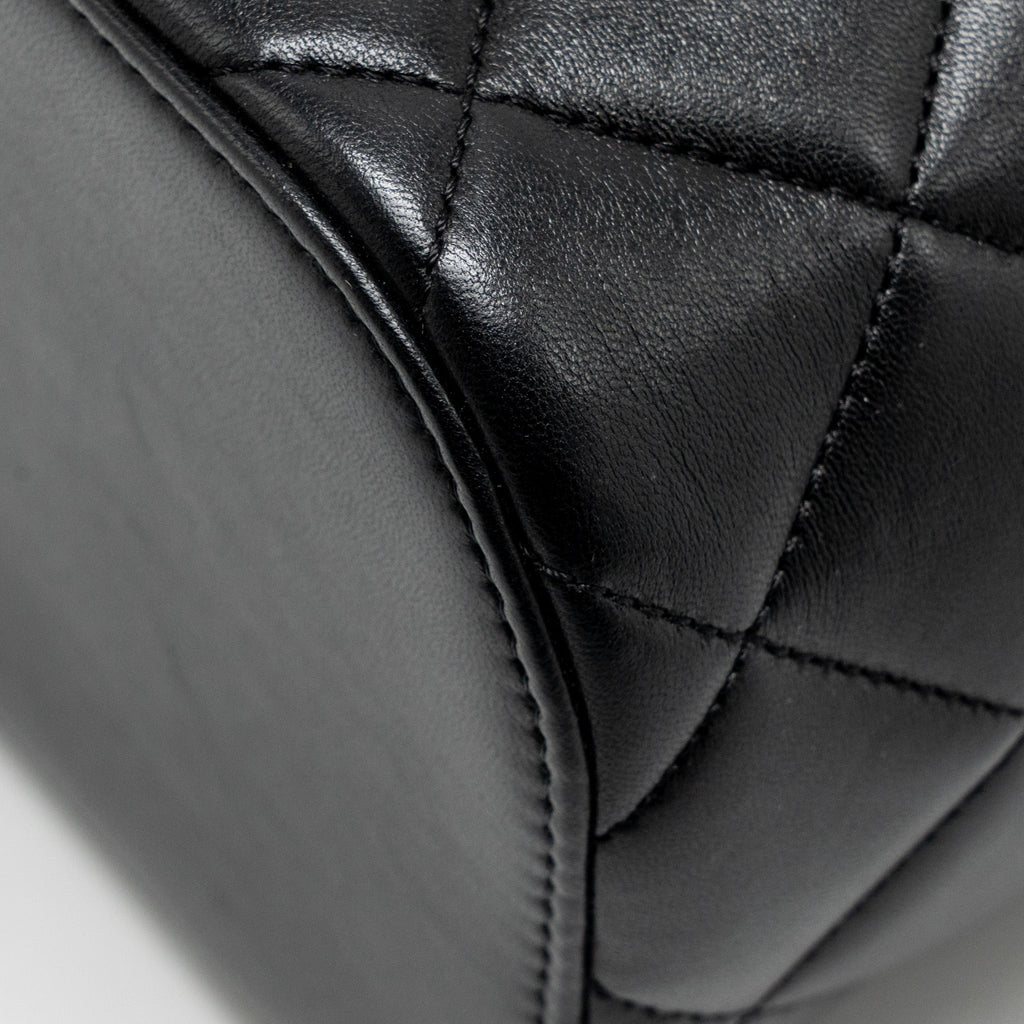 CHANEL TRENDY CC ROUND VANITY CASE CROSSBODY BAG LAMBSKIN BLACK LGHW