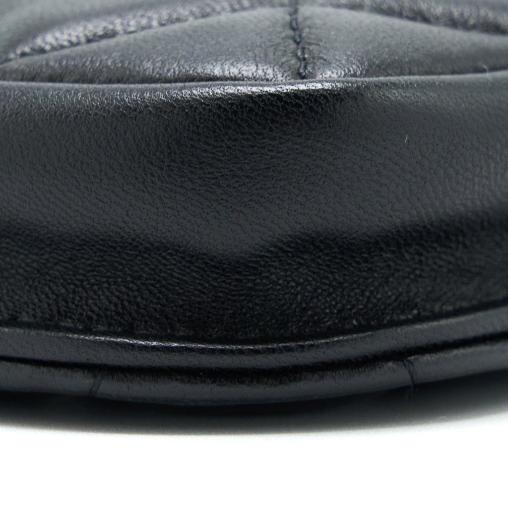 CHANEL FLAP PHONE POUCH WITH CHAIN BLACK LAMBSKIN GHW