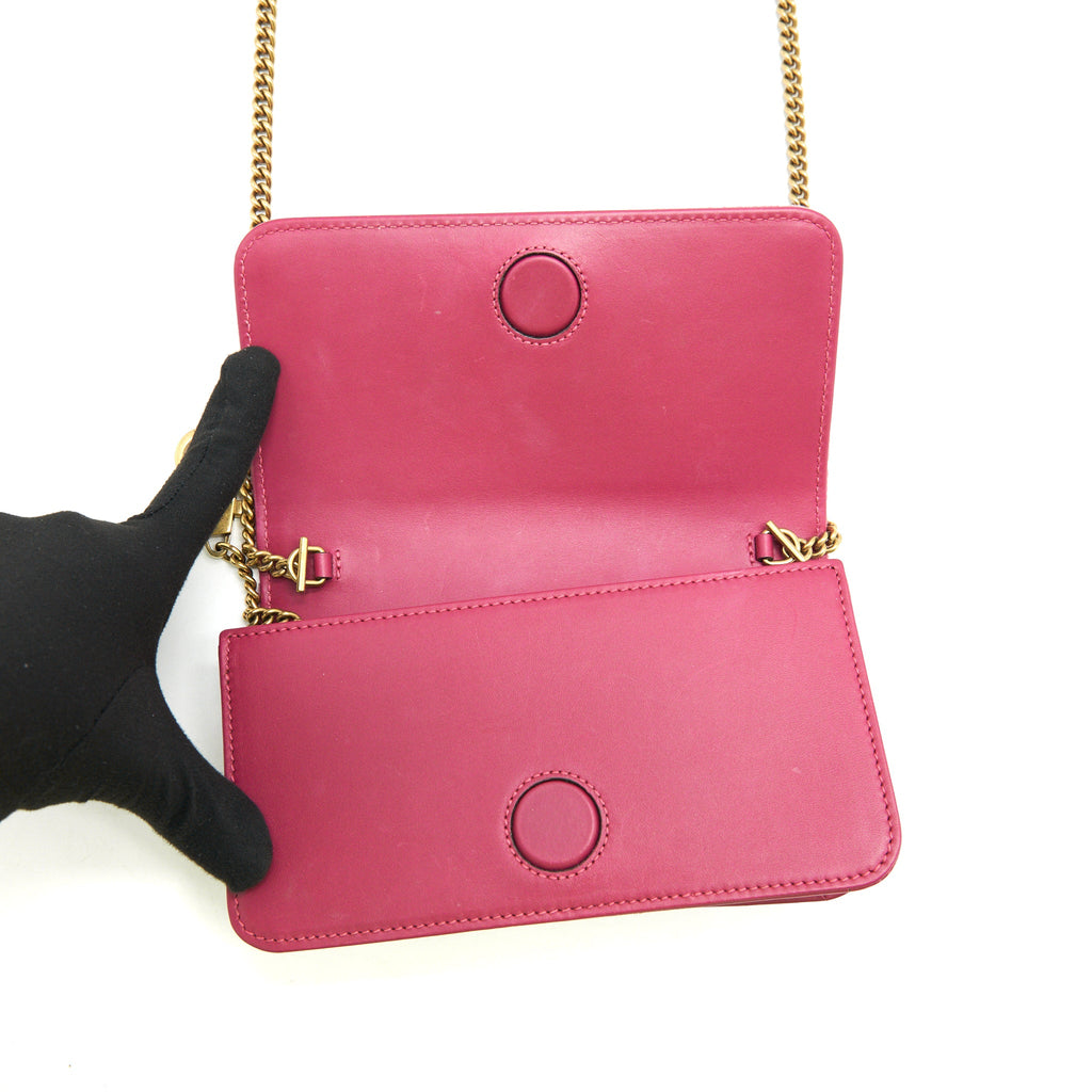 GUCCI VELVET WALLET WITH CHAIN PINK GHW LIMITED EDITION