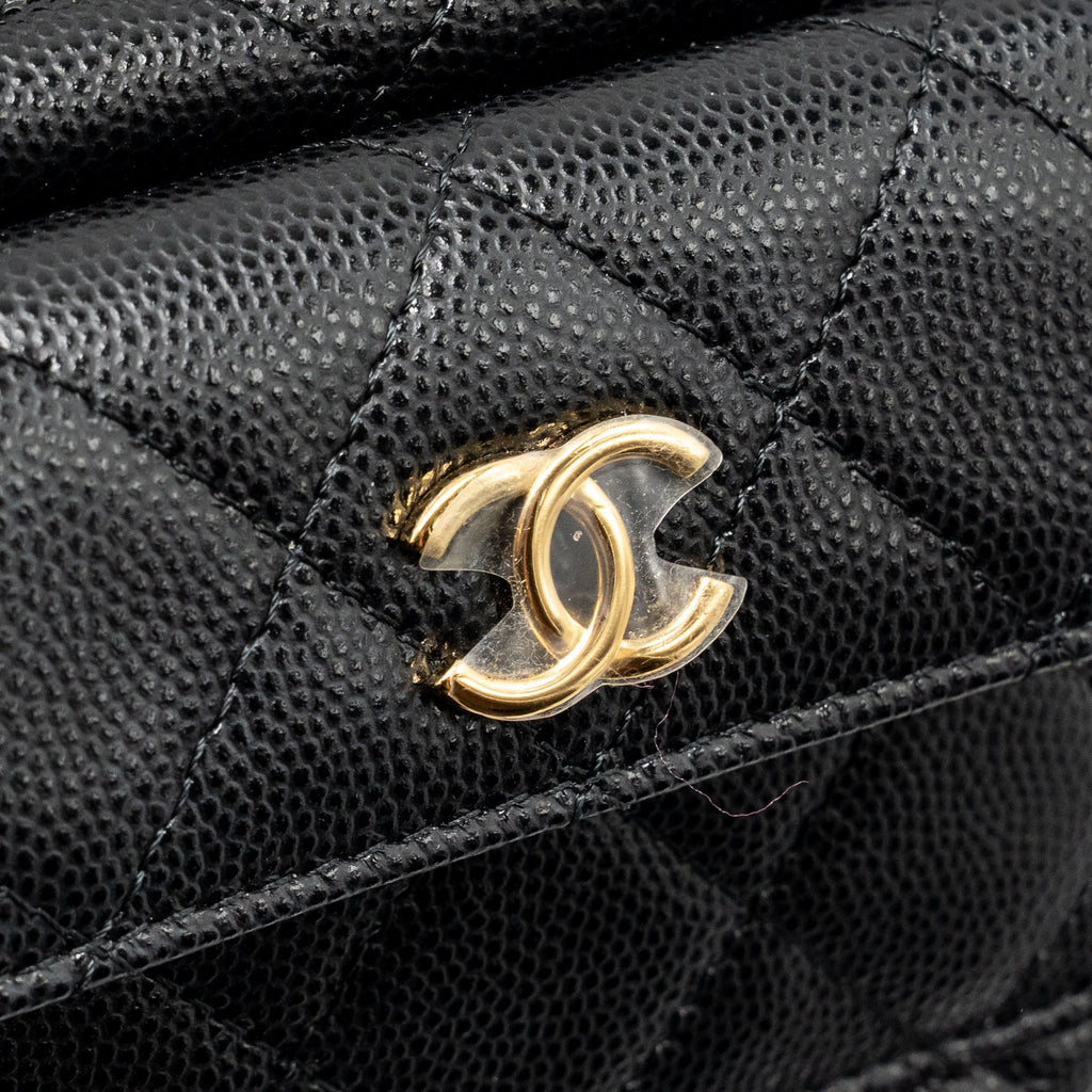 CHANEL 23B ROUND CLUTCH CAVIAR BLACK LGHW (MICROCHIP)