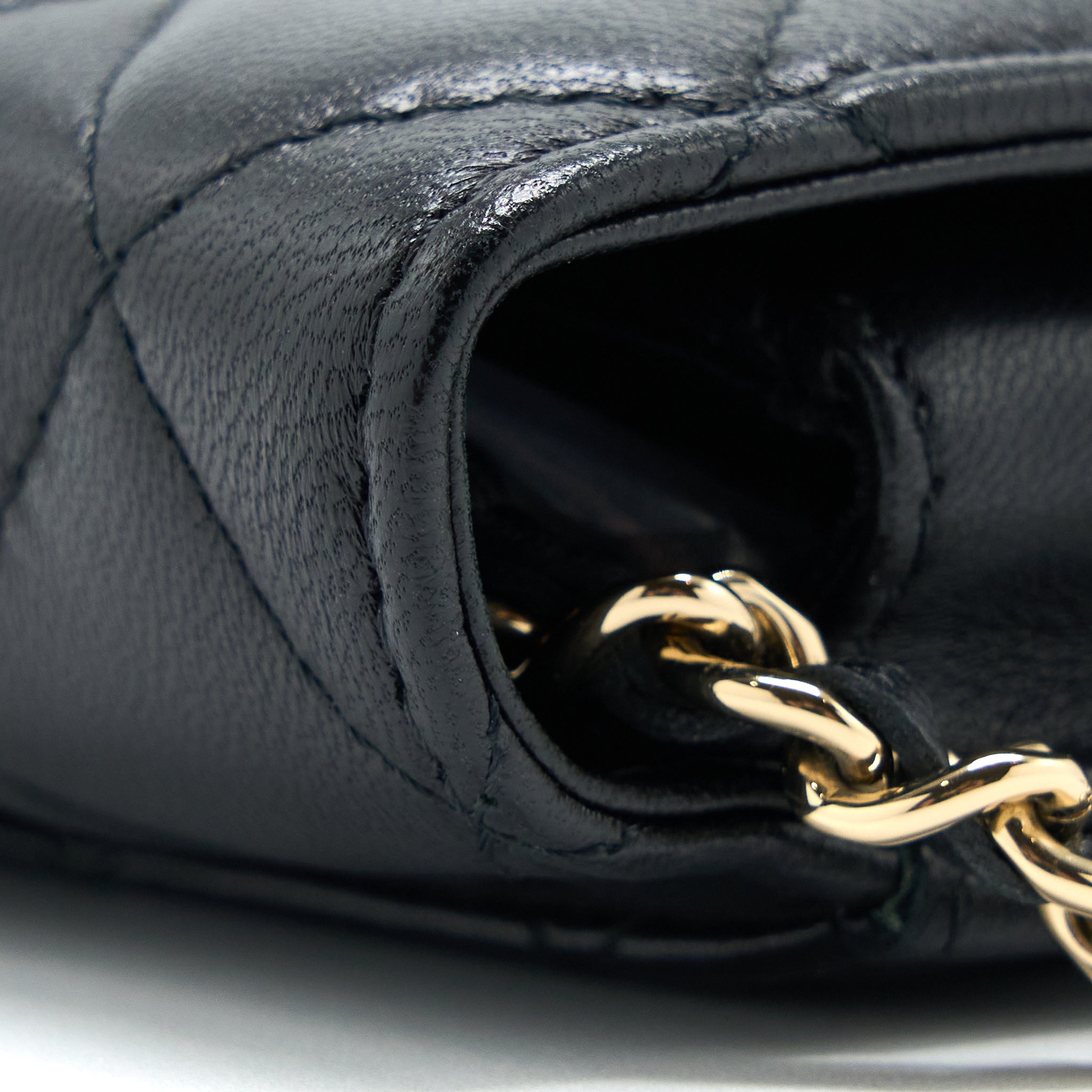 CHANEL FLAP PHONE POUCH WITH CHAIN BLACK LAMBSKIN GHW