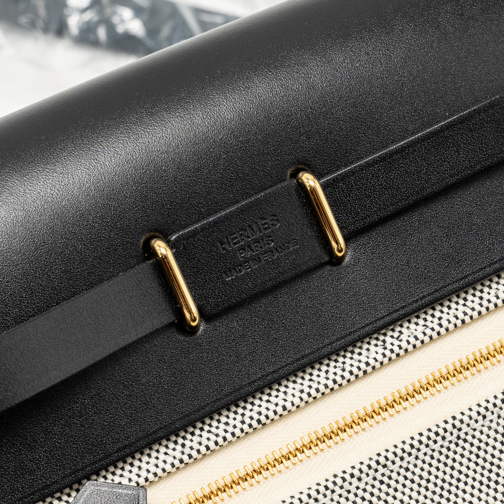 HERMES HERBAG MINI CANVAS/COWHIDE BLACK/ ECRU GHW