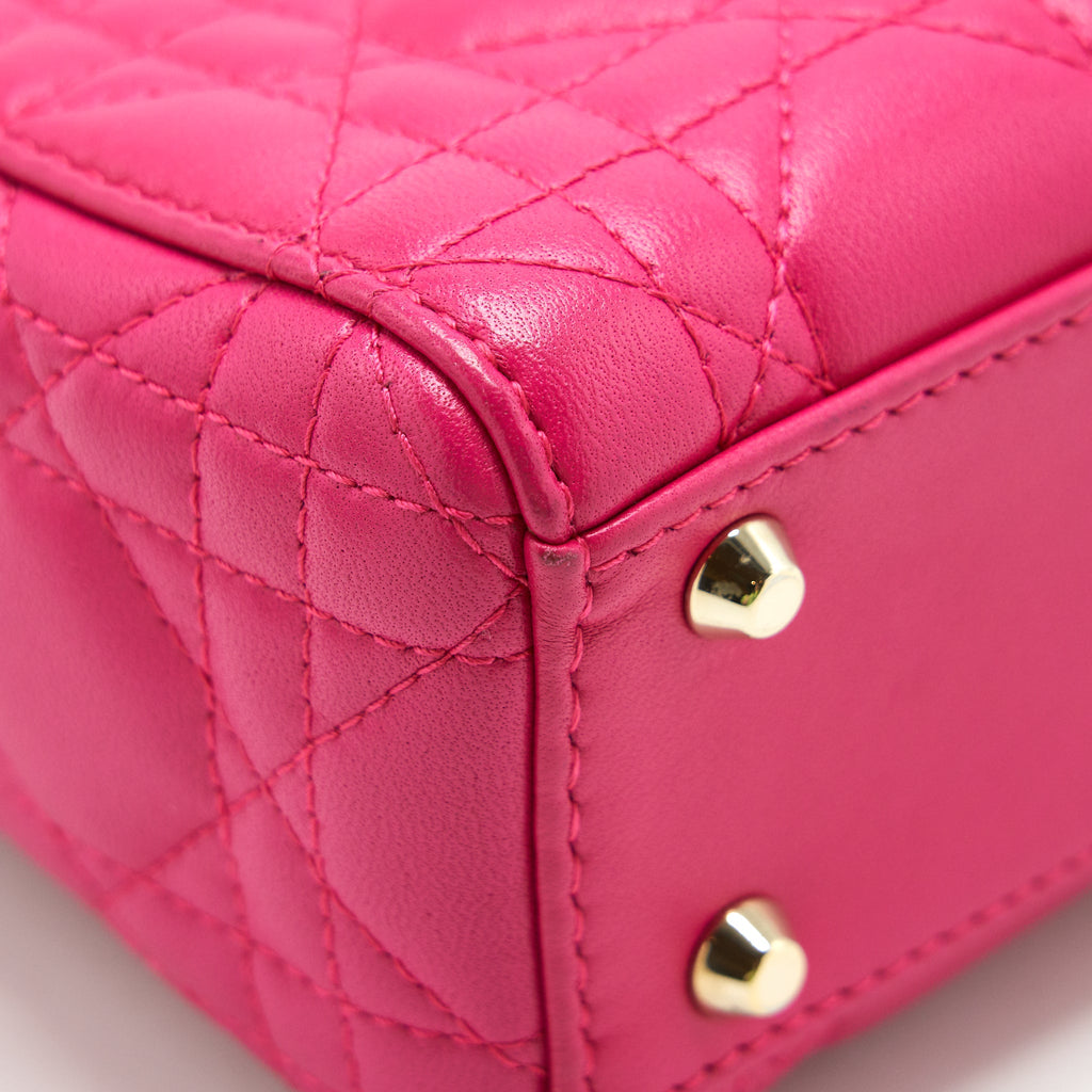 DIOR MINI LADY DIOR BAG LAMBSKIN PINK GHW