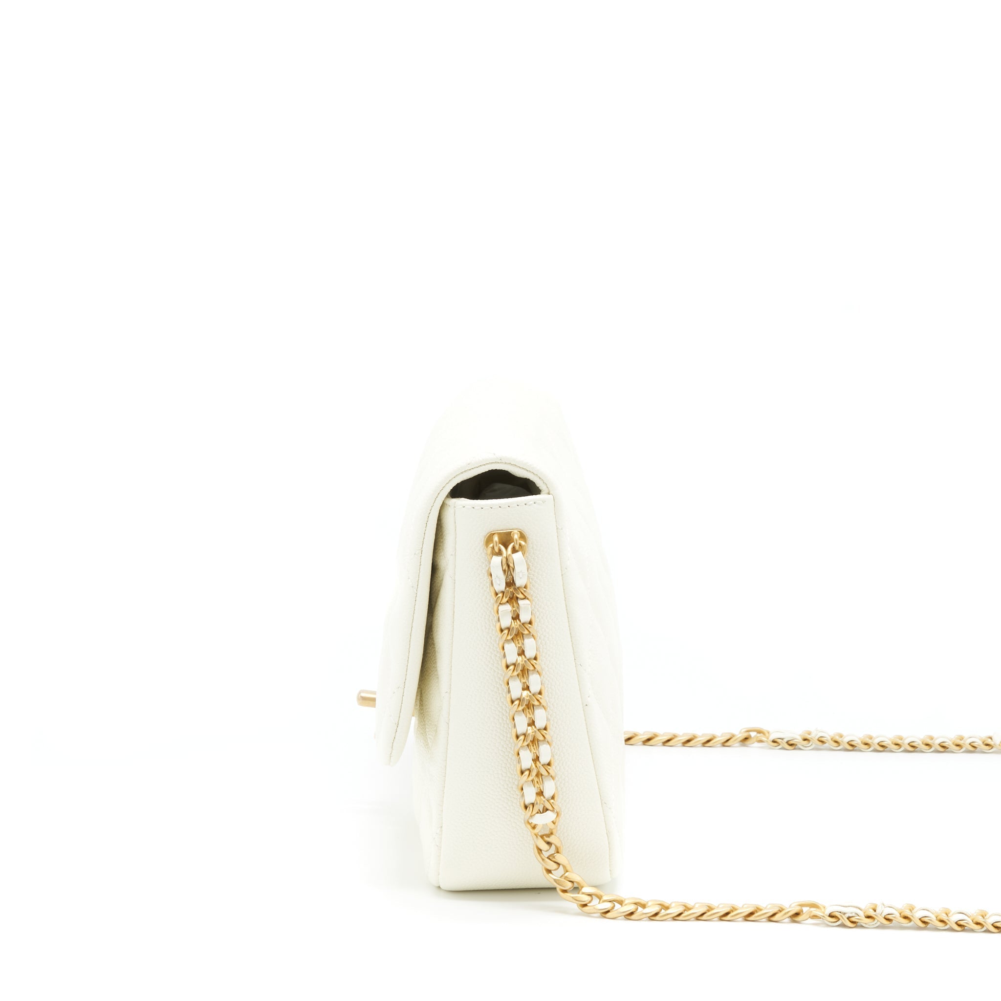 CHANEL 22S MELODY MEDIUM FLAP BAG CAVIAR WHITE GHW (MICROCHIP)