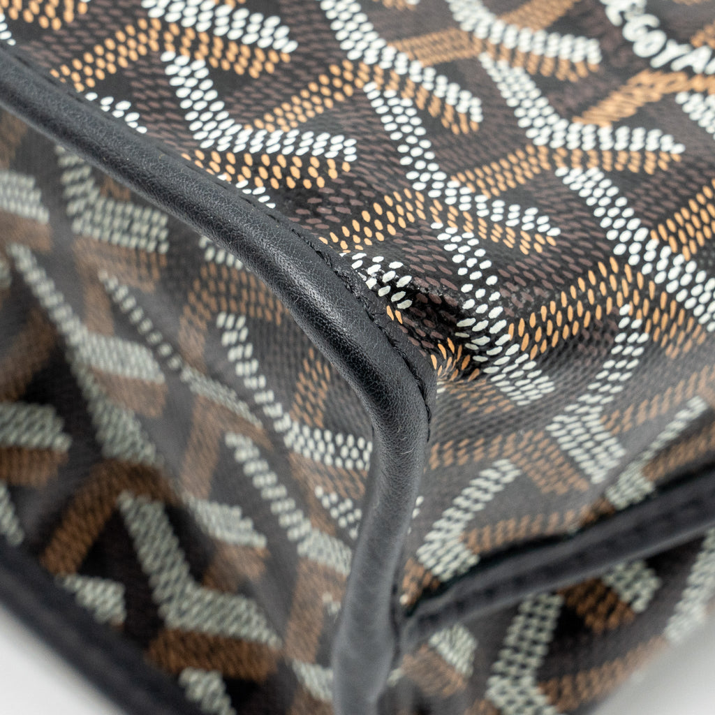GOYARD MINI ANJOU TOTE BAG GOYARDLINE CANVAS / CALFSKIN BLACK SHW