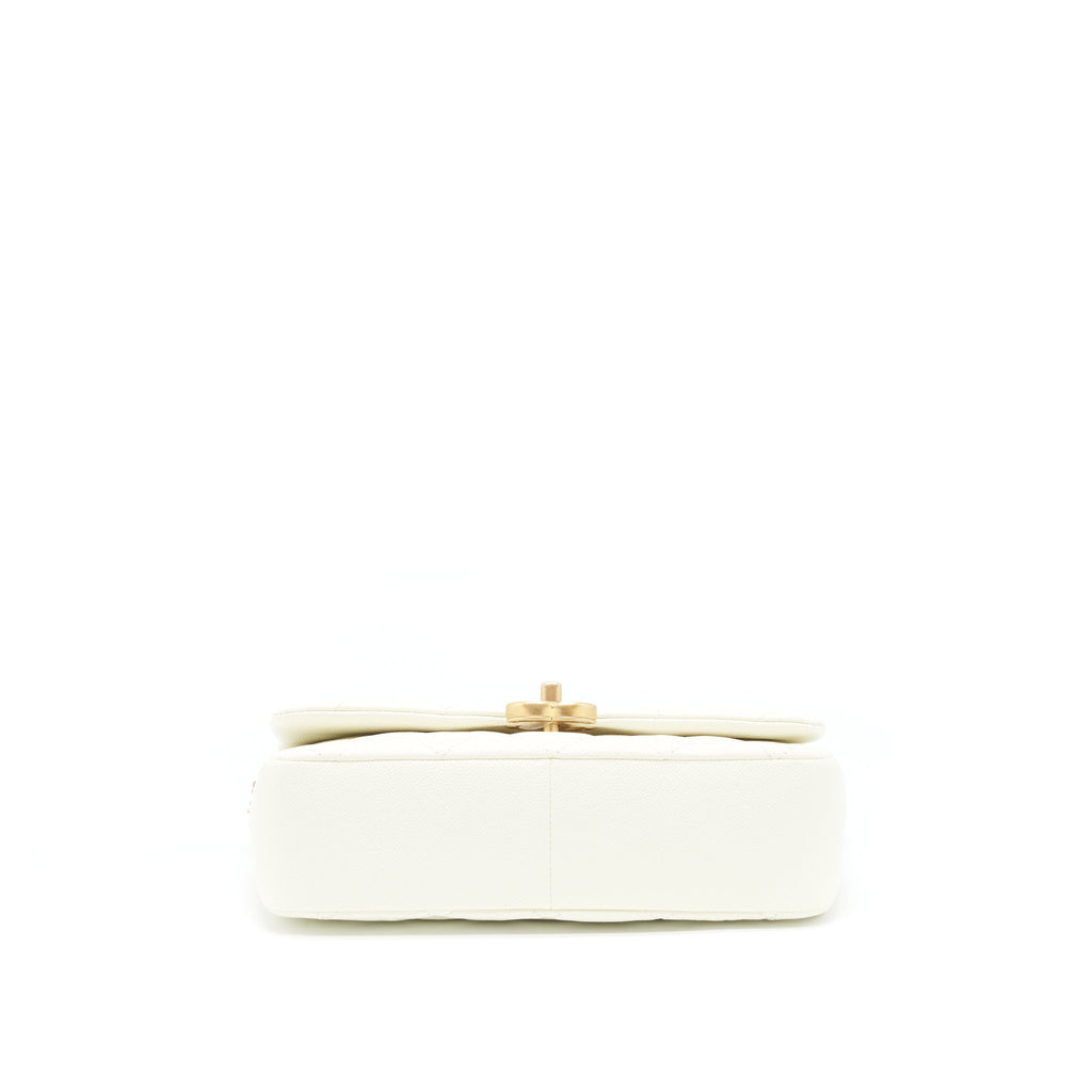 CHANEL 22S MELODY MEDIUM FLAP BAG CAVIAR WHITE GHW (MICROCHIP)