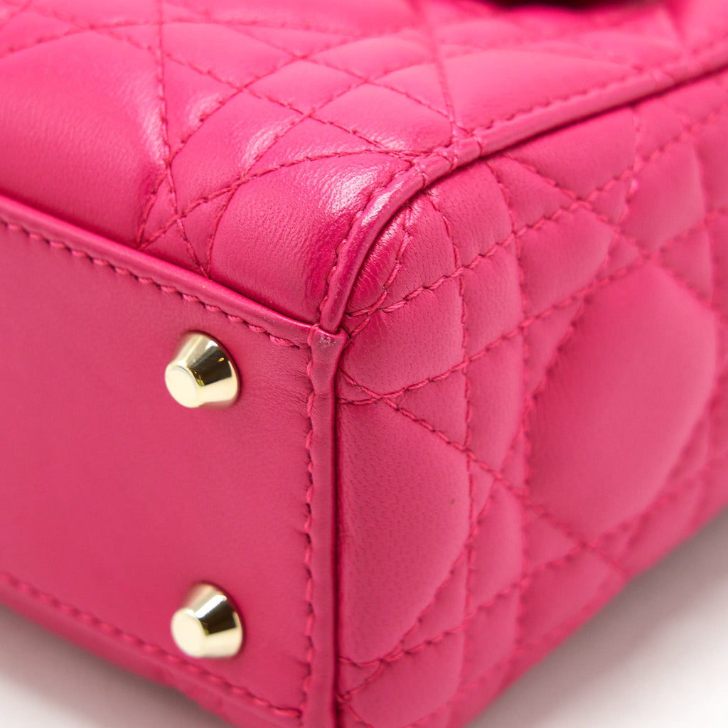 DIOR MINI LADY DIOR BAG LAMBSKIN PINK GHW