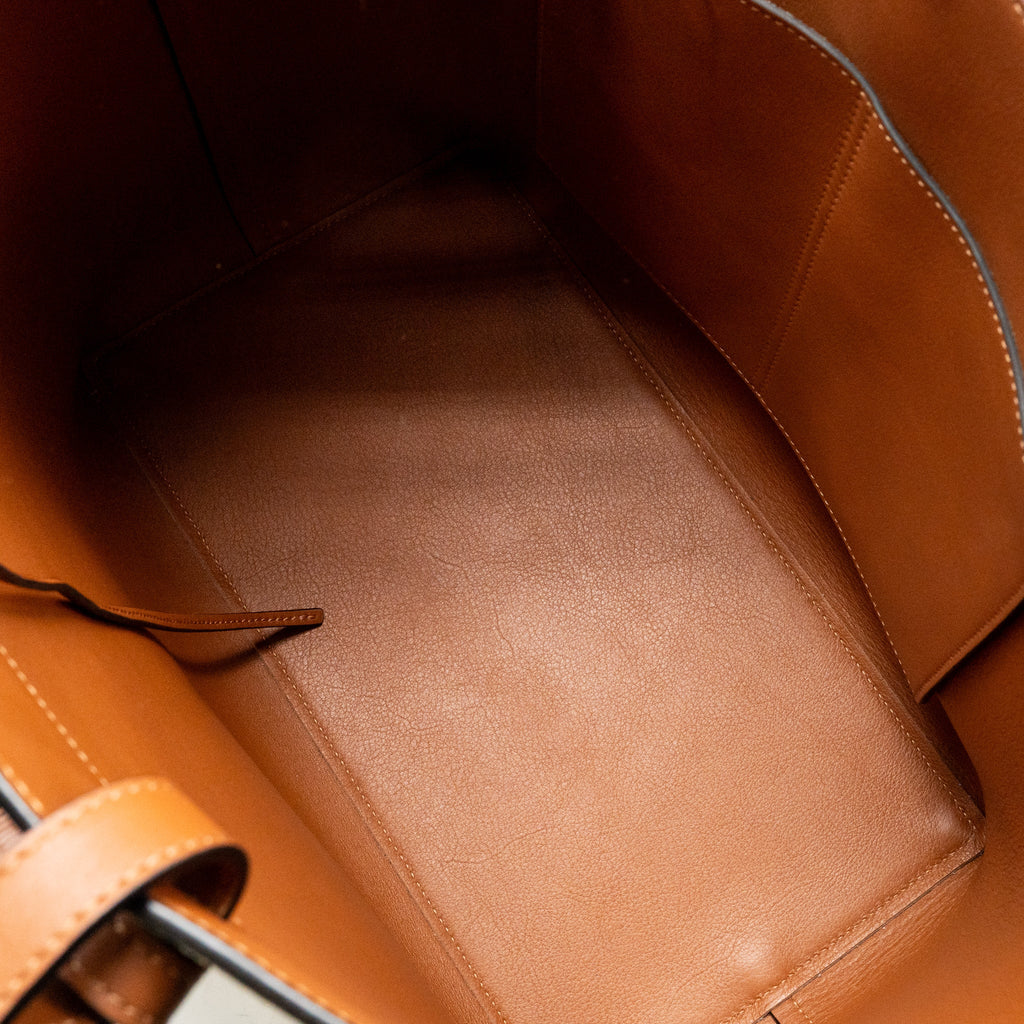 LOEWE ANAGRAM TOTE BAG SUEDE LEATHER BEIGE/BROWN