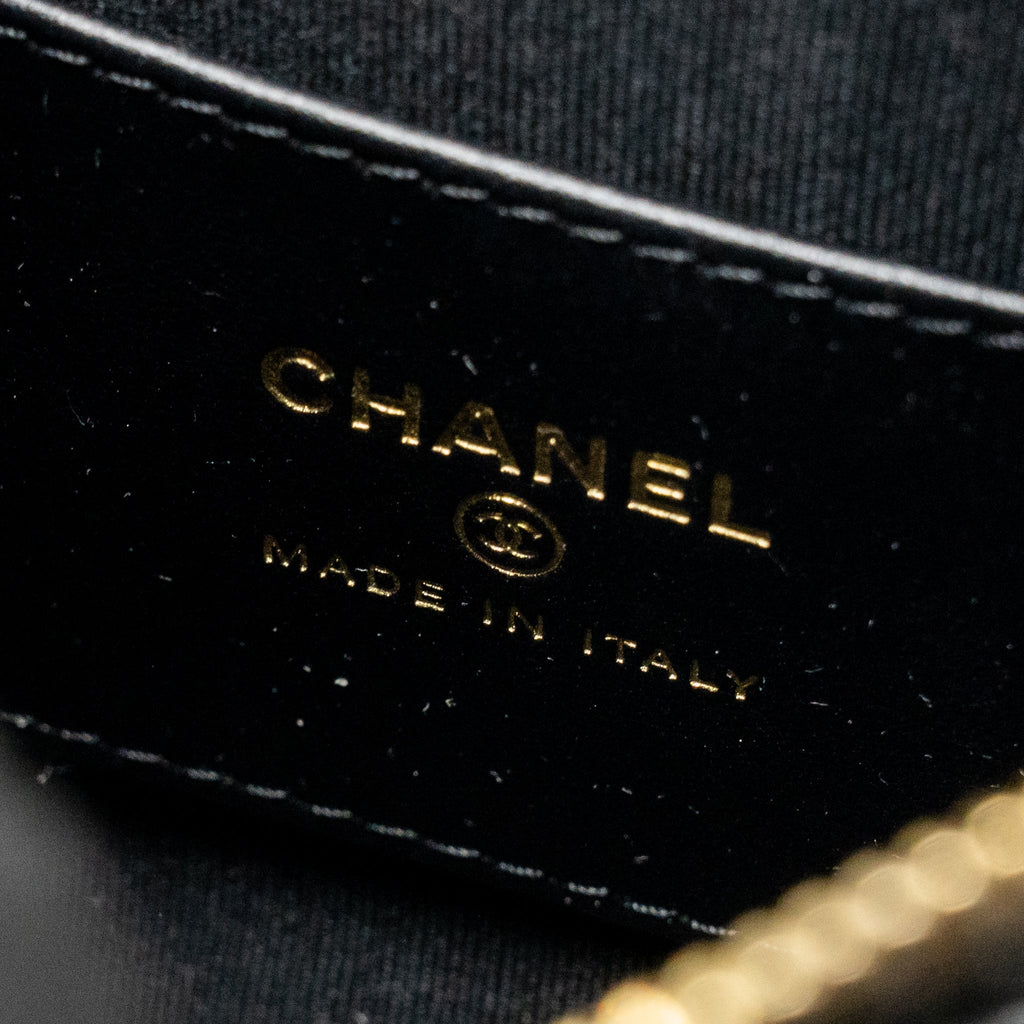 CHANEL 23B ROUND CLUTCH CAVIAR BLACK LGHW (MICROCHIP)