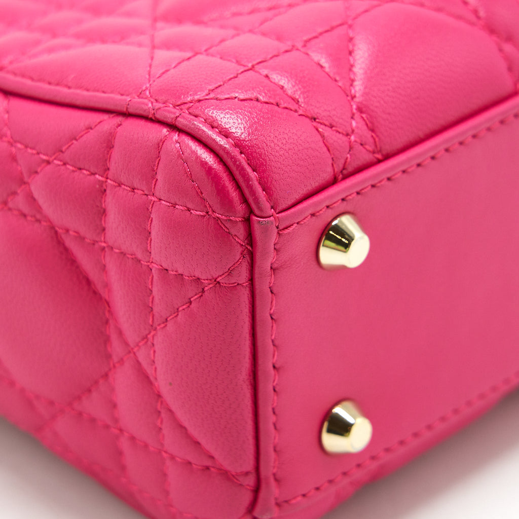 DIOR MINI LADY DIOR BAG LAMBSKIN PINK GHW